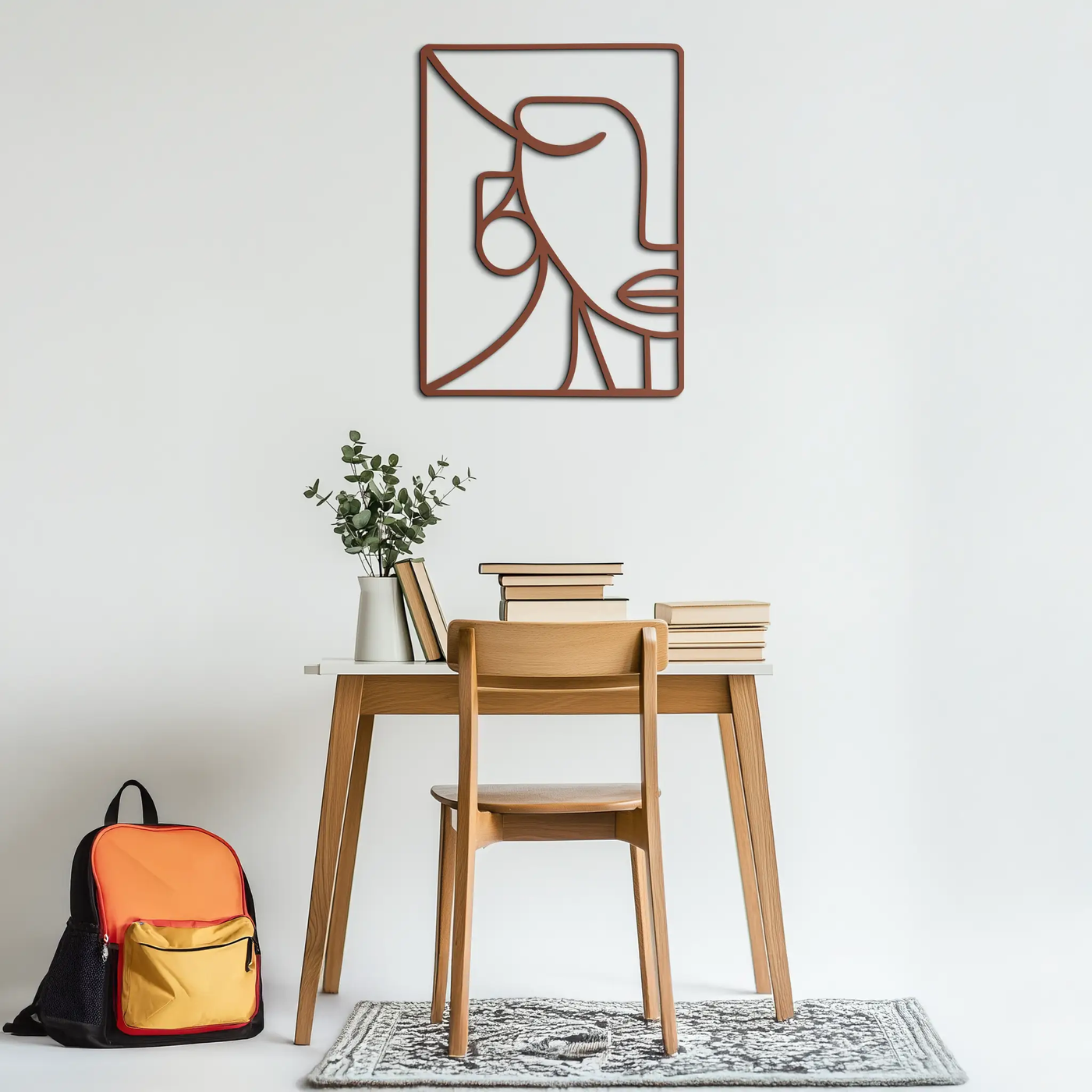Abstract Face Metal Wall Art - Modern Minimalist Steel Decor - KAF063 by Enova Art