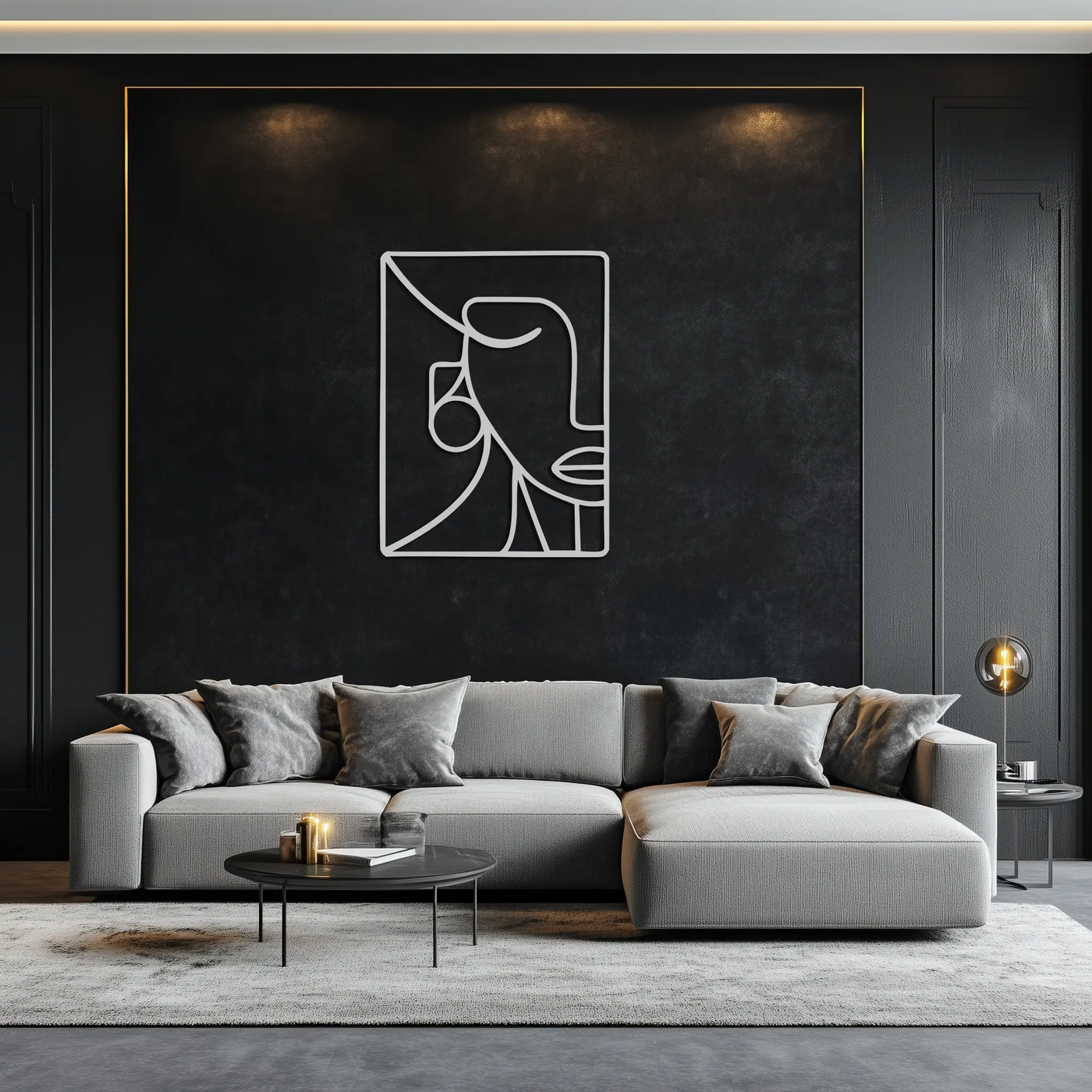 Abstract Face Metal Wall Art - Modern Minimalist Steel Decor - KAF063 by Enova Art