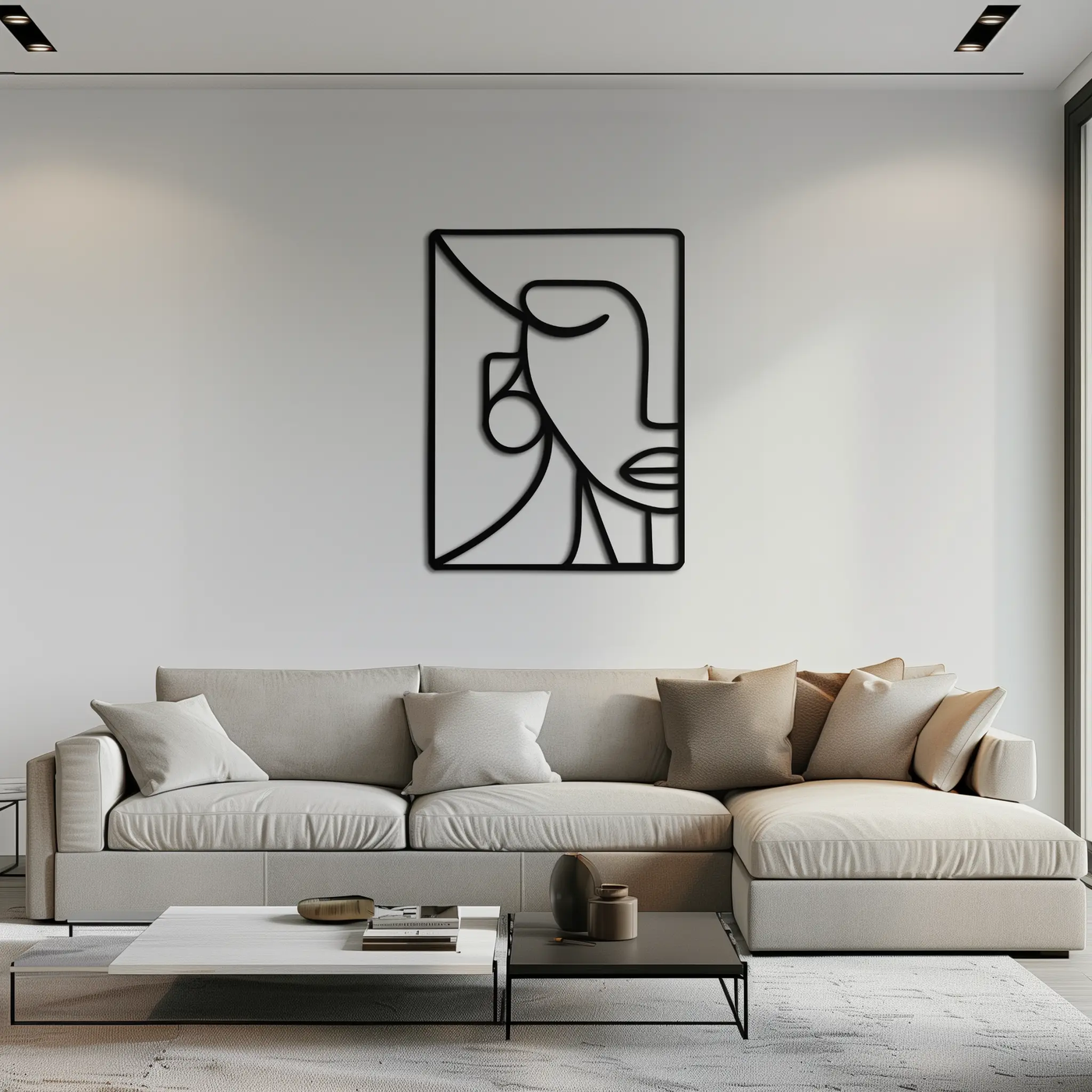 Abstract Face Metal Wall Art - Modern Minimalist Steel Decor - KAF063 by Enova Art