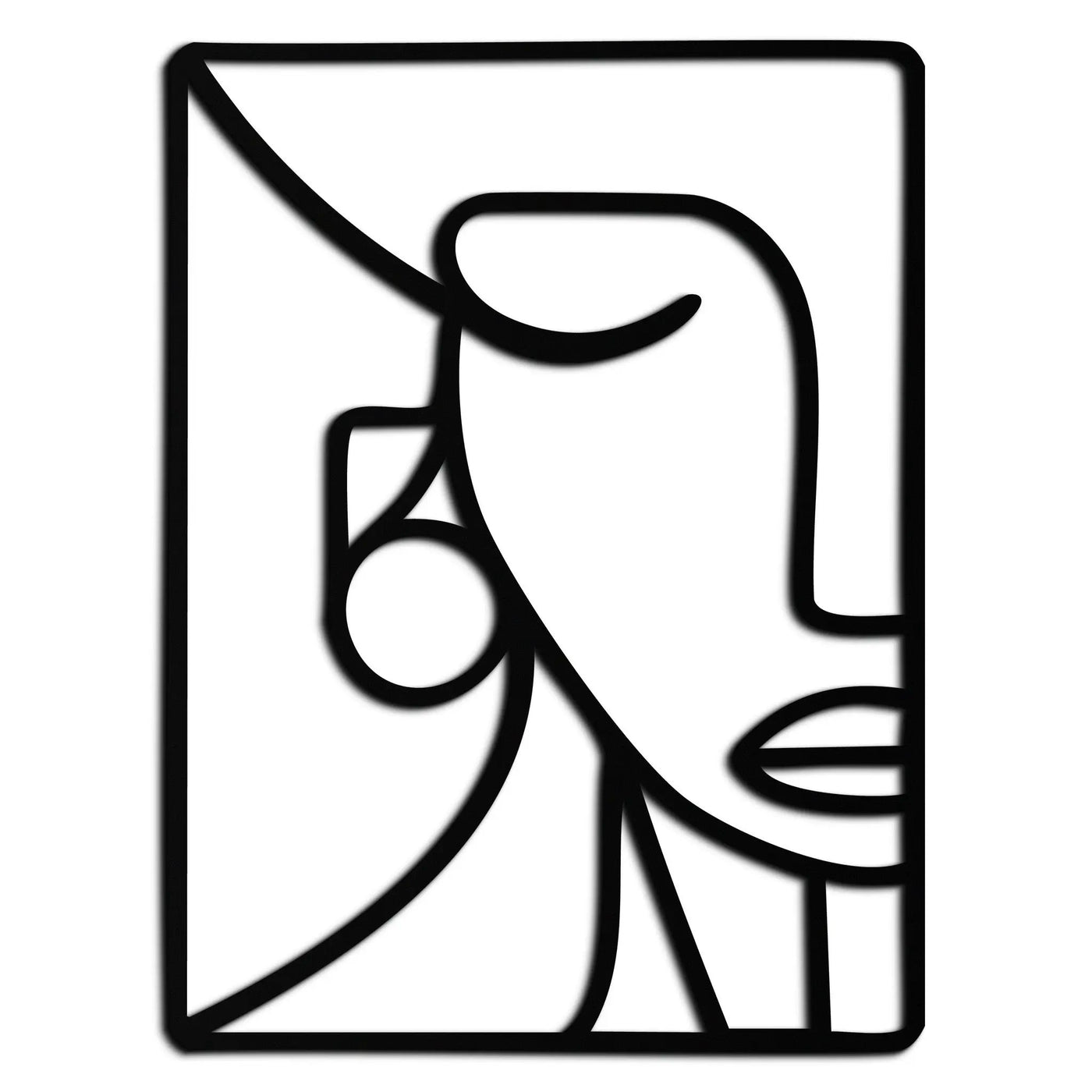 Abstract Face Metal Wall Art - Modern Minimalist Steel Decor - KAF063 by Enova Art