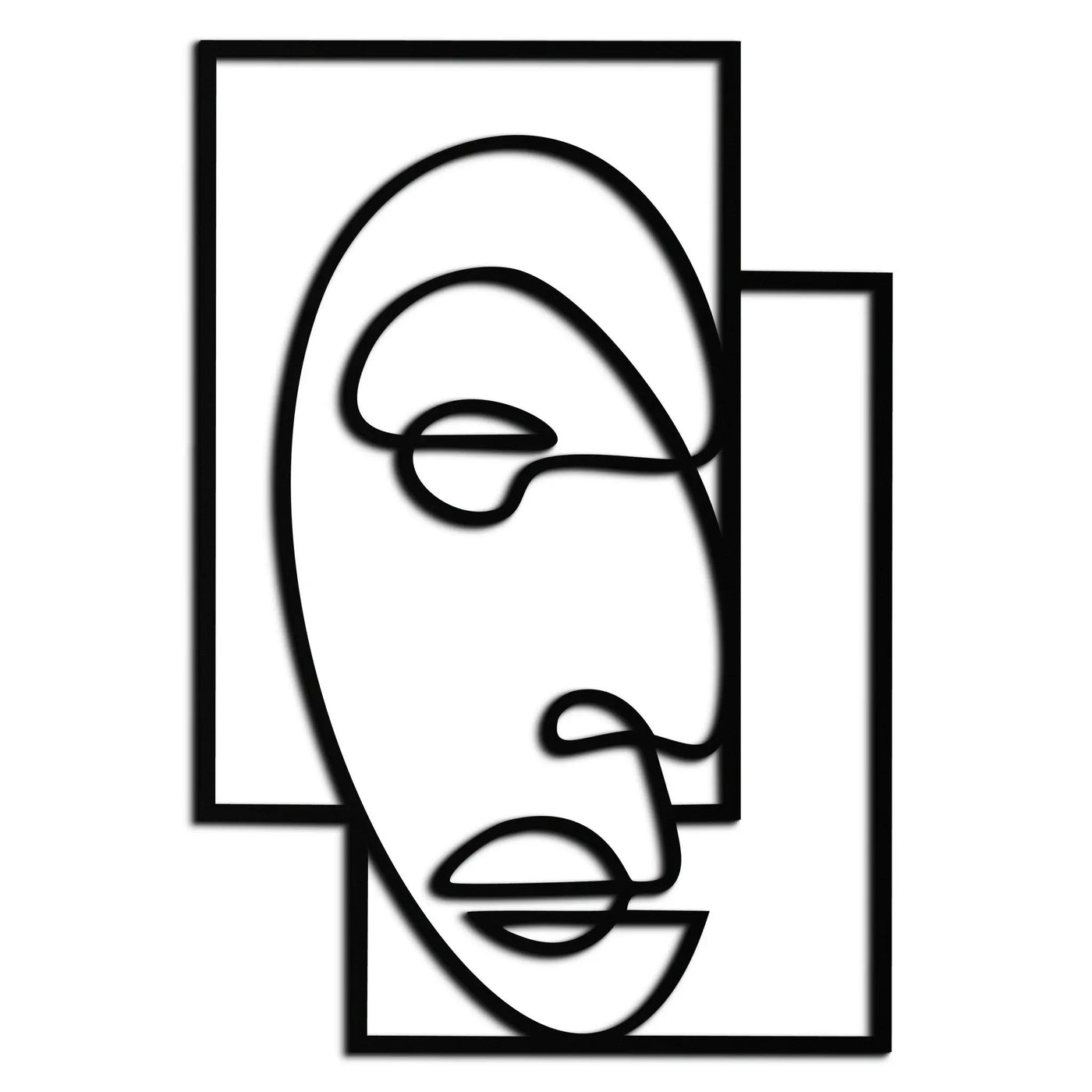 Abstract Minimalist Face Metal Wall Art – Modern Geometric Line Art - KAF064 by Enova Art