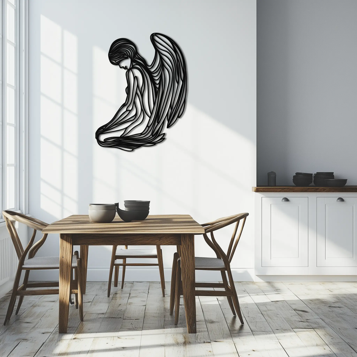 Ethereal Angel Metal Wall Art - Elegant and Serene Decorative Piece - KAF067 by Enova Art