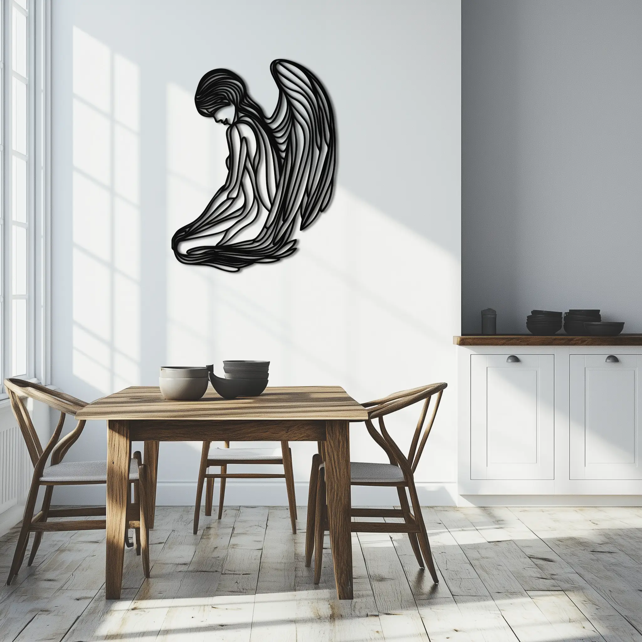 Ethereal Angel Metal Wall Art - Elegant and Serene Decorative Piece - KAF067 by Enova Art