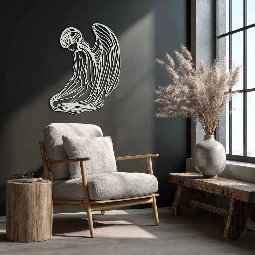 Ethereal Angel Metal Wall Art - Elegant and Serene Decorative Piece - KAF067 by Enova Art