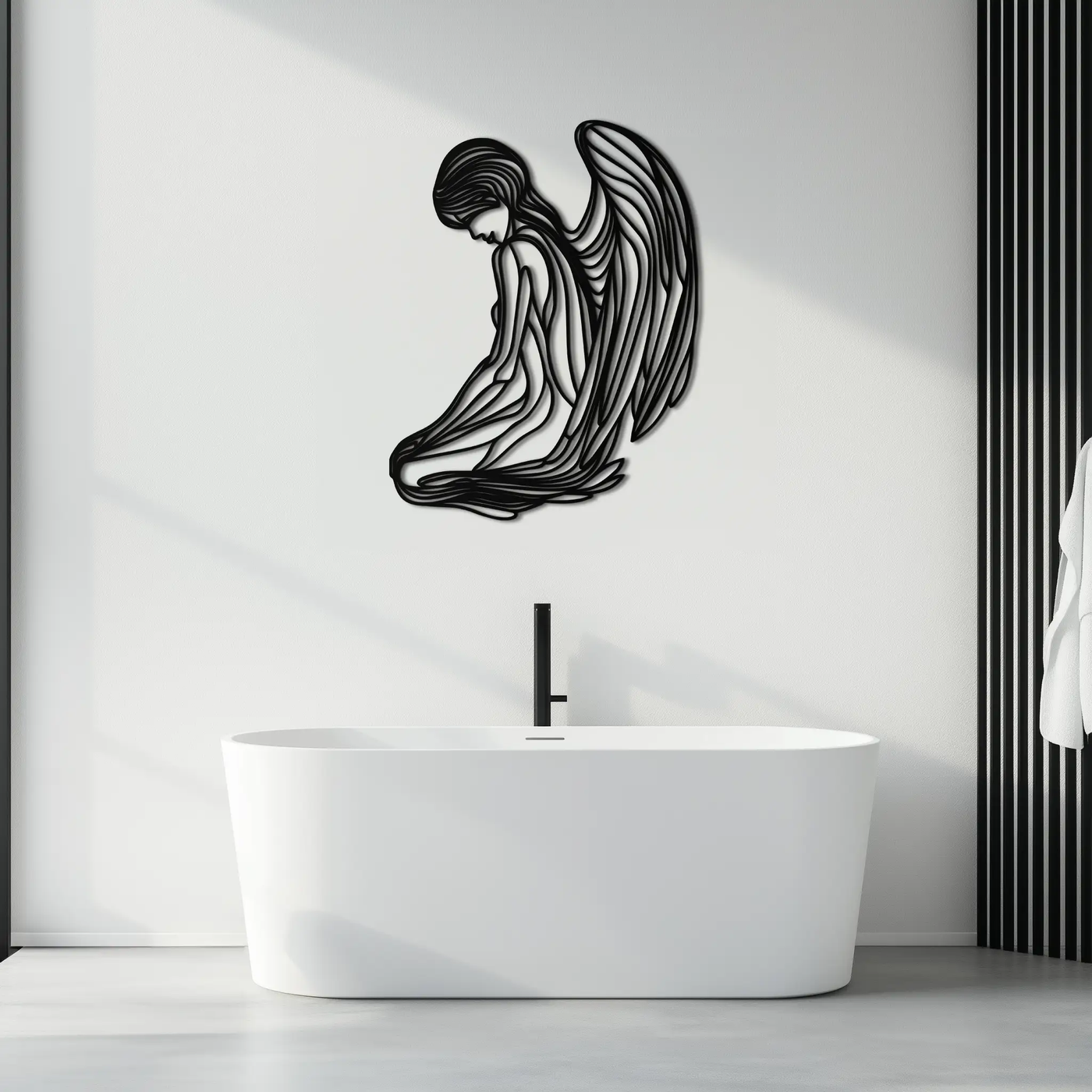 Ethereal Angel Metal Wall Art - Elegant and Serene Decorative Piece - KAF067 by Enova Art