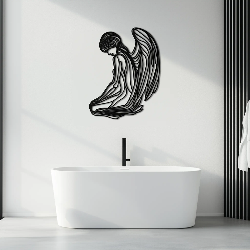 Ethereal Angel Metal Wall Art - Elegant and Serene Decorative Piece - KAF067 by Enova Art