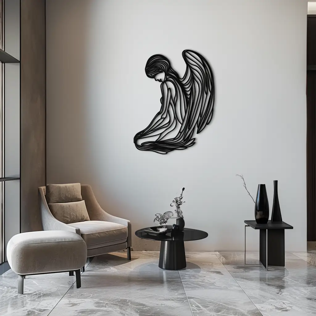 Ethereal Angel Metal Wall Art - Elegant and Serene Decorative Piece - KAF067 by Enova Art