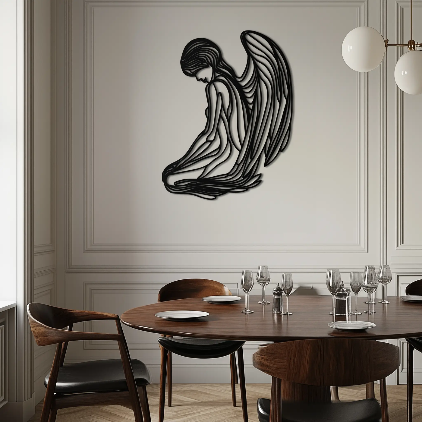 Ethereal Angel Metal Wall Art - Elegant and Serene Decorative Piece - KAF067 by Enova Art