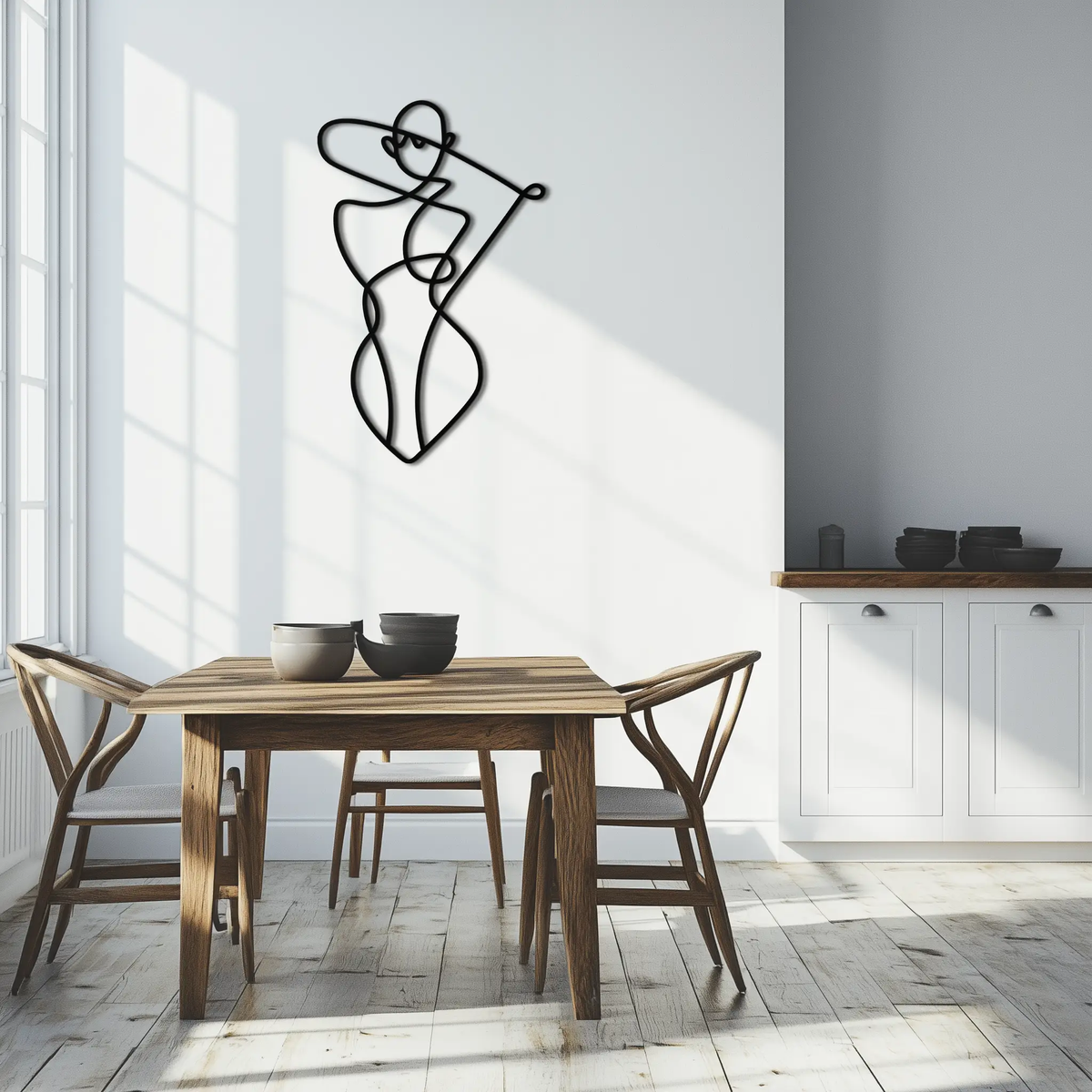 Minimalist Abstract Female Form Metal Wall Art – Modern Line Art Sculpture - KAF069 by Enova Art