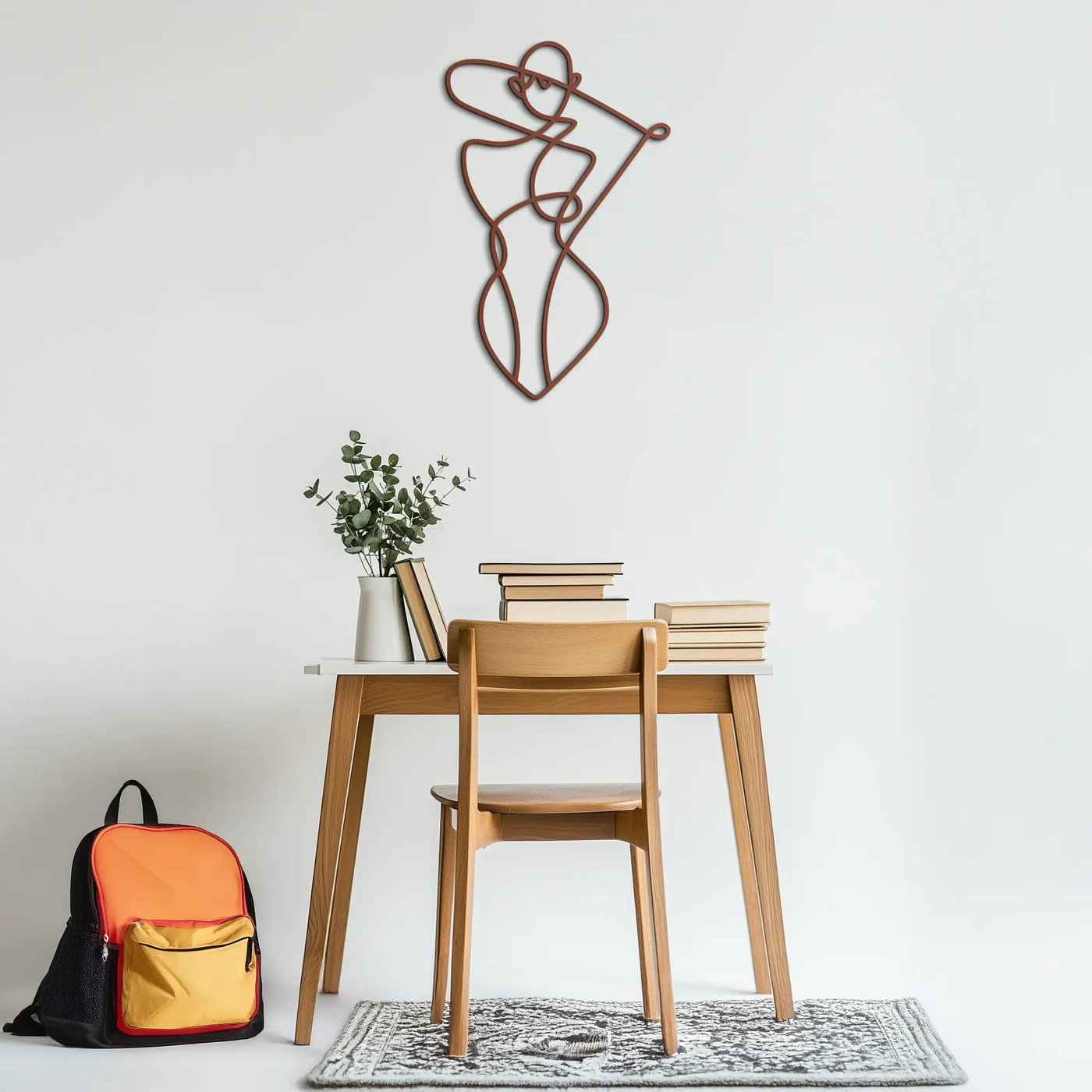 Minimalist Abstract Female Form Metal Wall Art – Modern Line Art Sculpture - KAF069 by Enova Art
