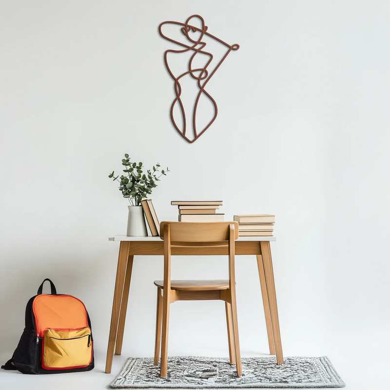 Minimalist Abstract Female Form Metal Wall Art – Modern Line Art Sculpture - KAF069 by Enova Art