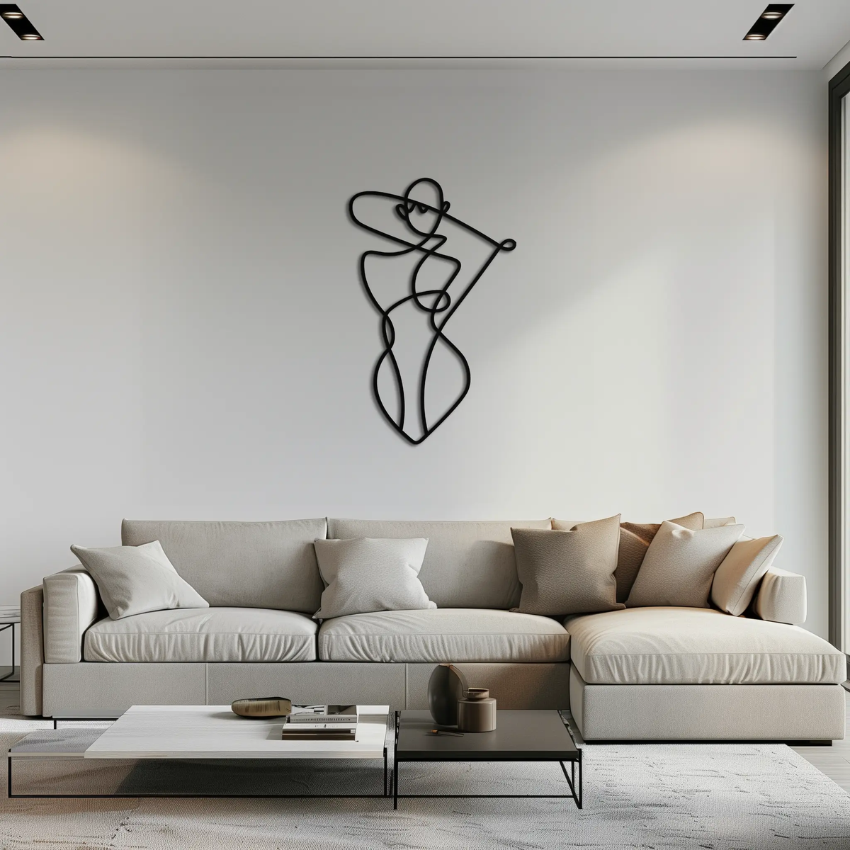 Minimalist Abstract Female Form Metal Wall Art – Modern Line Art Sculpture - KAF069 by Enova Art