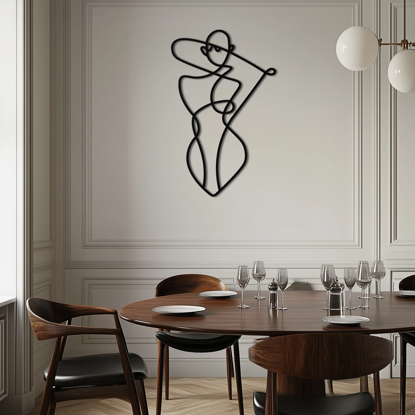 Minimalist Abstract Female Form Metal Wall Art – Modern Line Art Sculpture - KAF069 by Enova Art