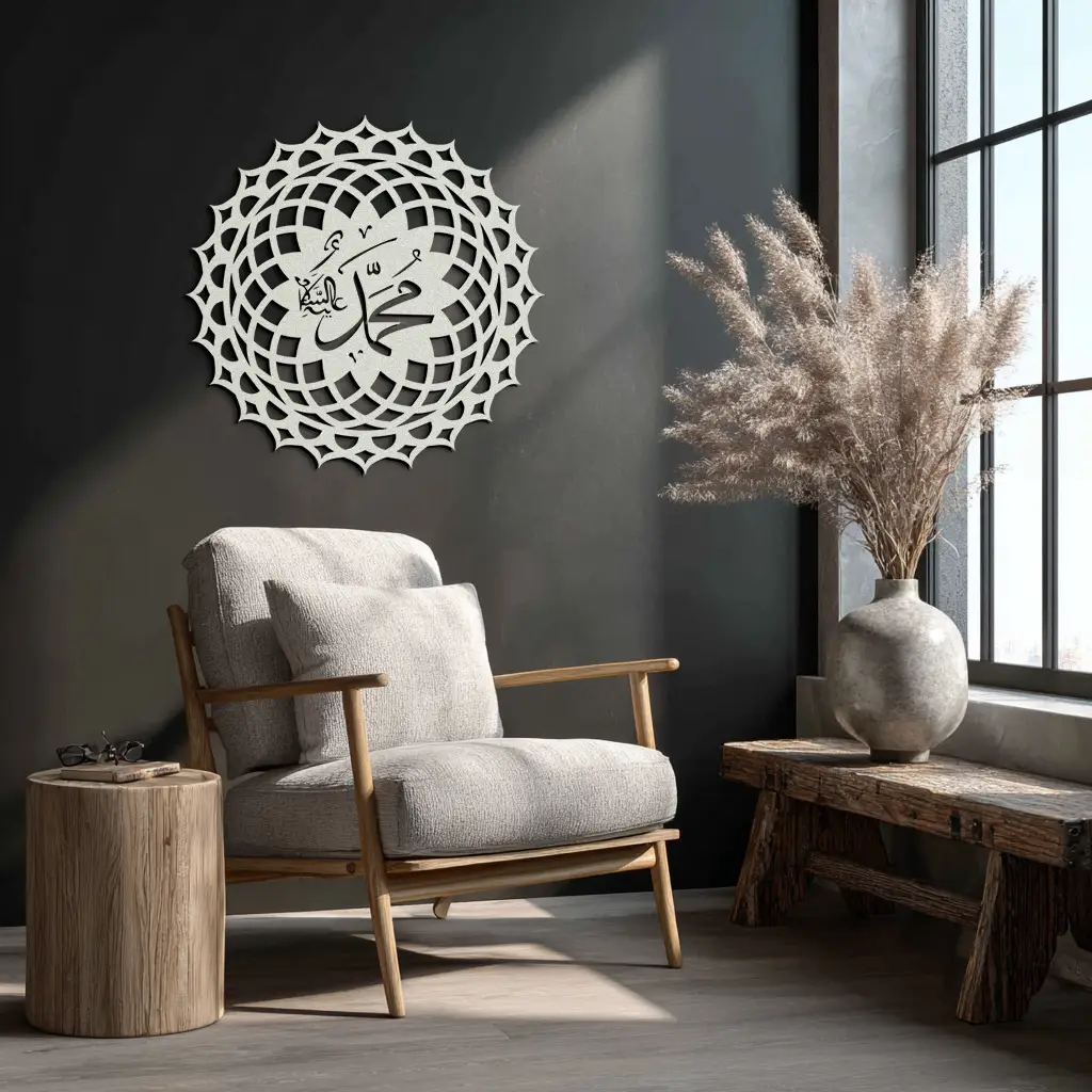 Sacred Muhammad Metal Wall Art - Elegant Islamic Calligraphy Decor - KAF070 by Enova Art