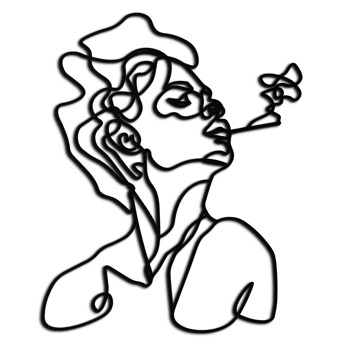 Abstract Female Line Art Metal Wall Decor – Modern Minimalist Face Sculpture - KAF071 by Enova Art