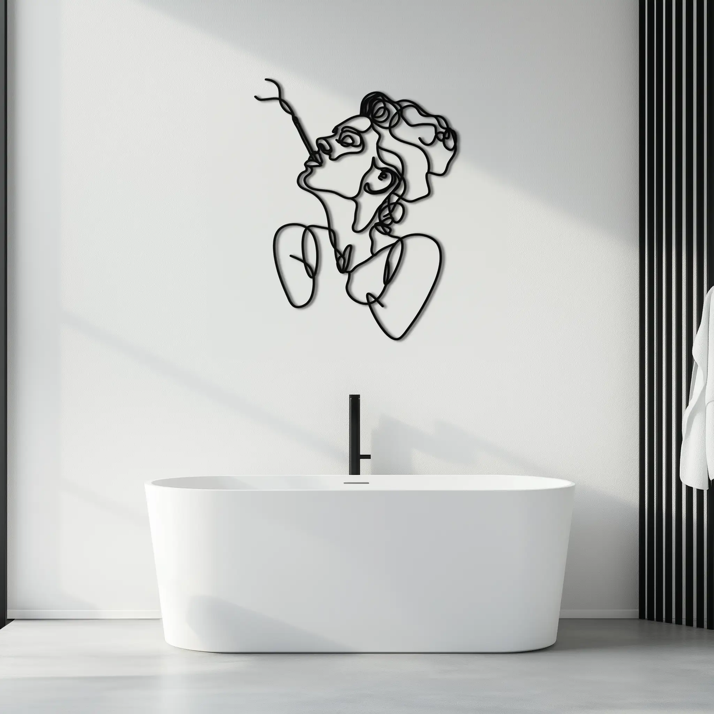 Abstract Feminine Line Art Metal Wall Decor - Minimalist Modern Design - KAF072 by Enova Art