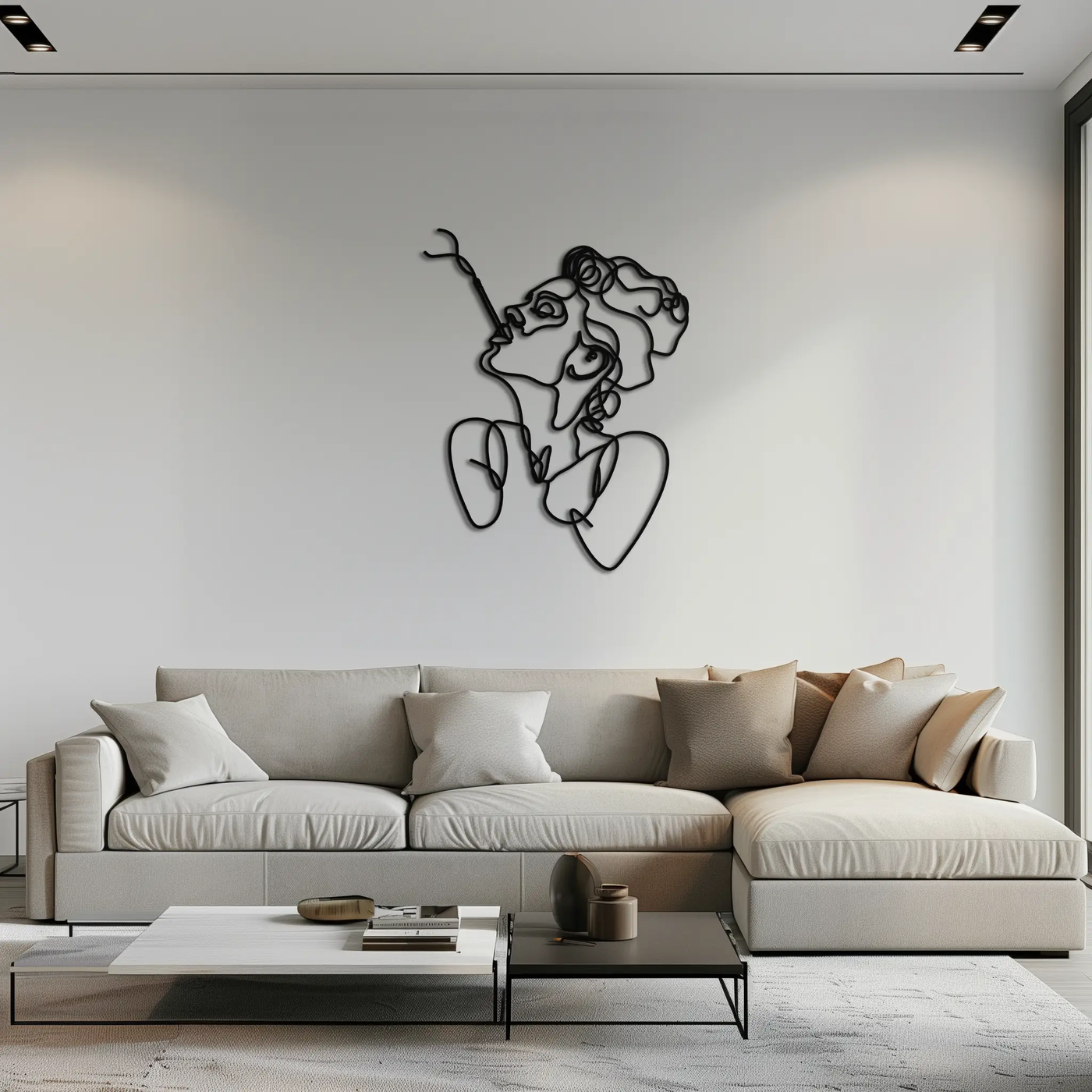Abstract Feminine Line Art Metal Wall Decor - Minimalist Modern Design - KAF072 by Enova Art
