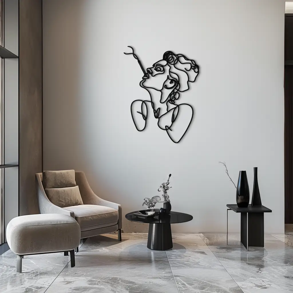 Abstract Feminine Line Art Metal Wall Decor - Minimalist Modern Design - KAF072 by Enova Art