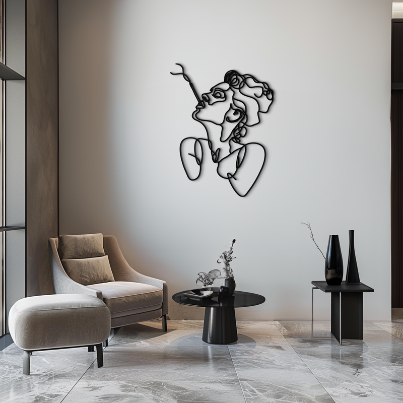 Abstract Feminine Line Art Metal Wall Decor - Minimalist Modern Design - KAF072 by Enova Art