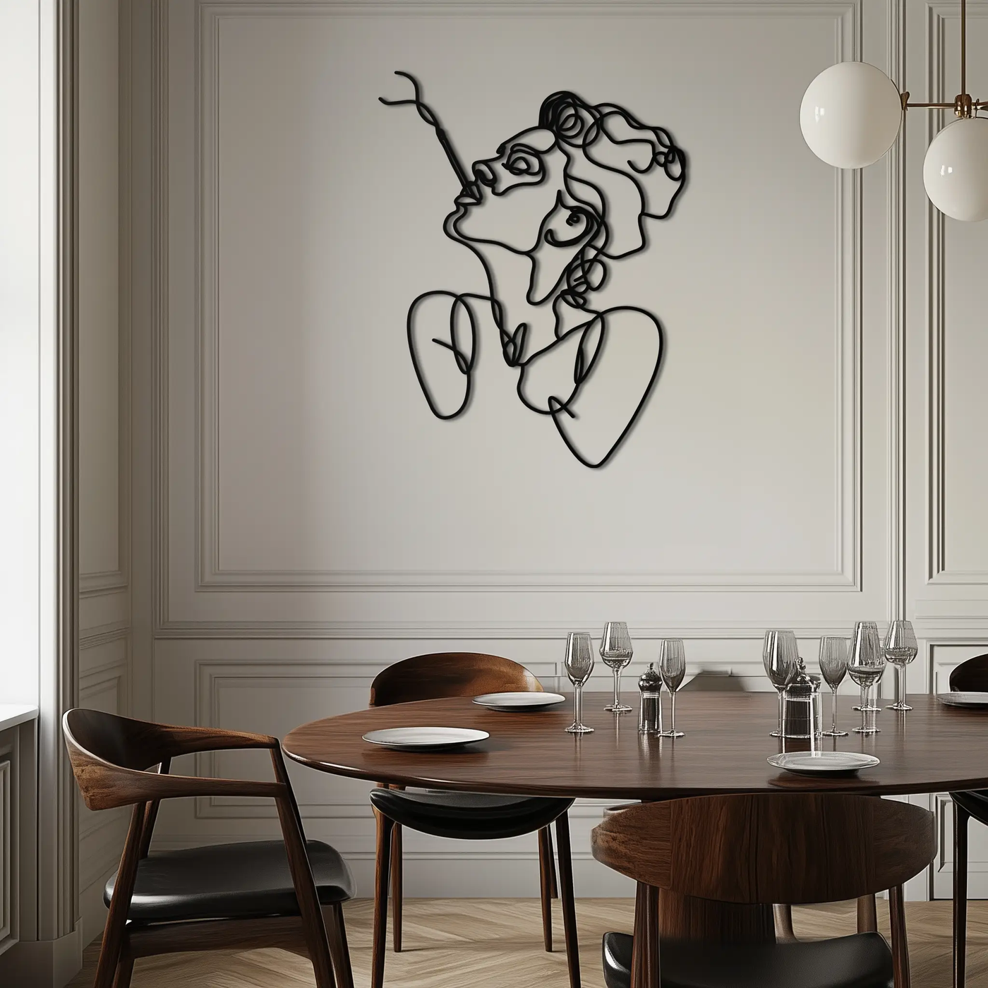 Abstract Feminine Line Art Metal Wall Decor - Minimalist Modern Design - KAF072 by Enova Art