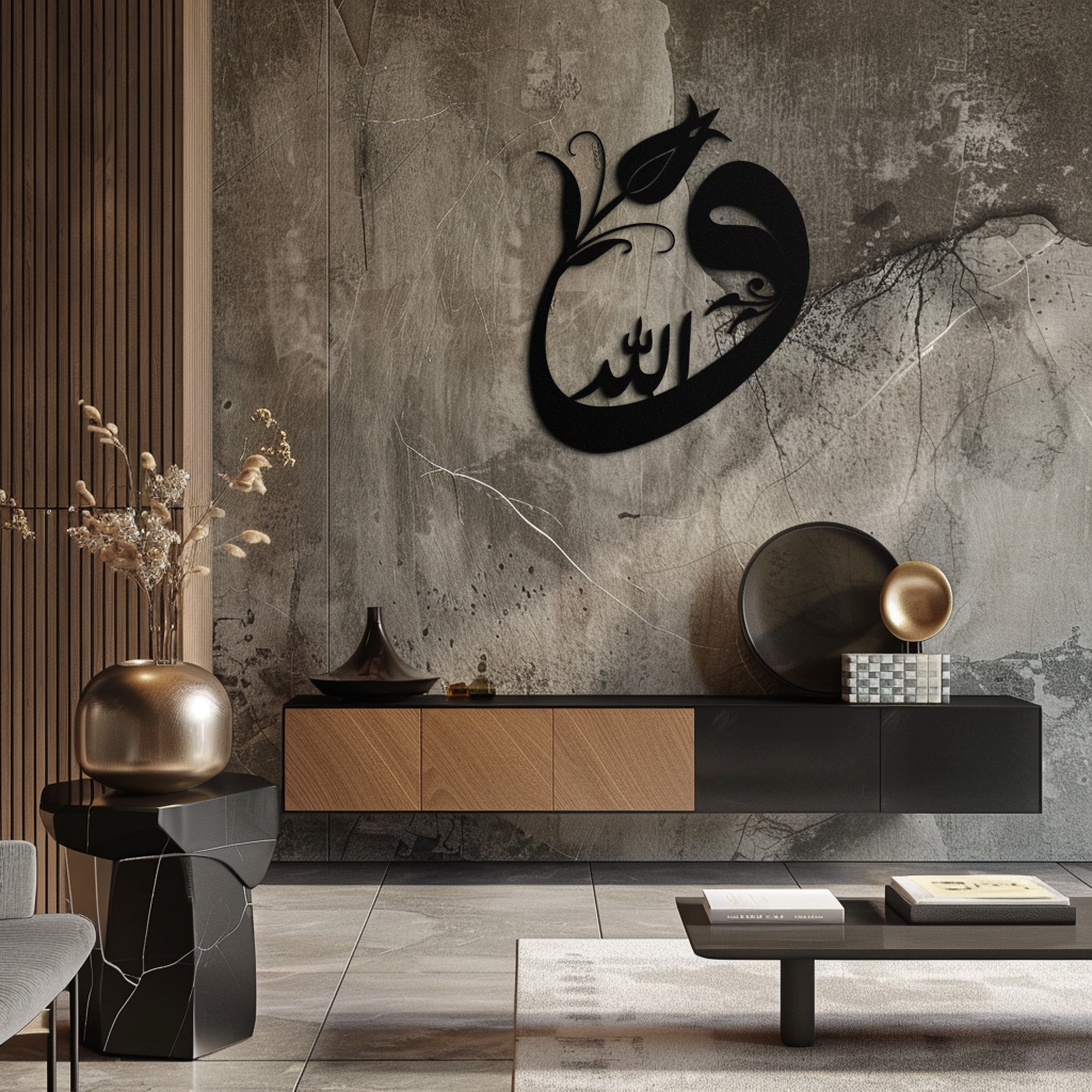 Allah-Vav Calligraphy Metal Wall Art - Elegant Islamic Home Décor - KAF074 by Enova Art