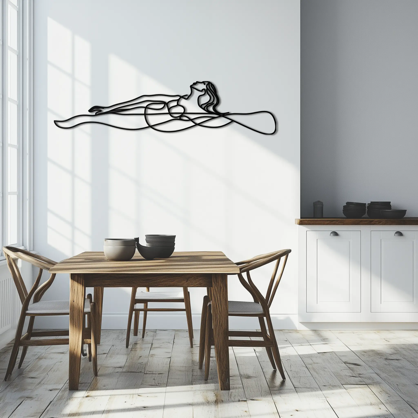 Reclining Woman Metal Wall Art - Minimalist Line Art Decor - KAF079 by Enova Art
