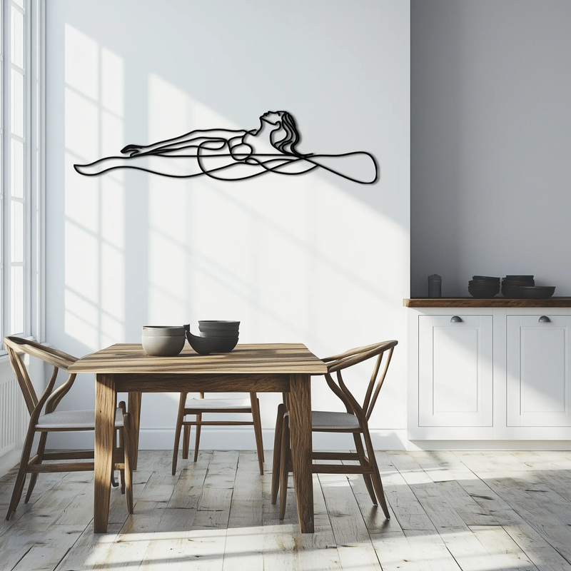 Reclining Woman Metal Wall Art - Minimalist Line Art Decor - KAF079 by Enova Art