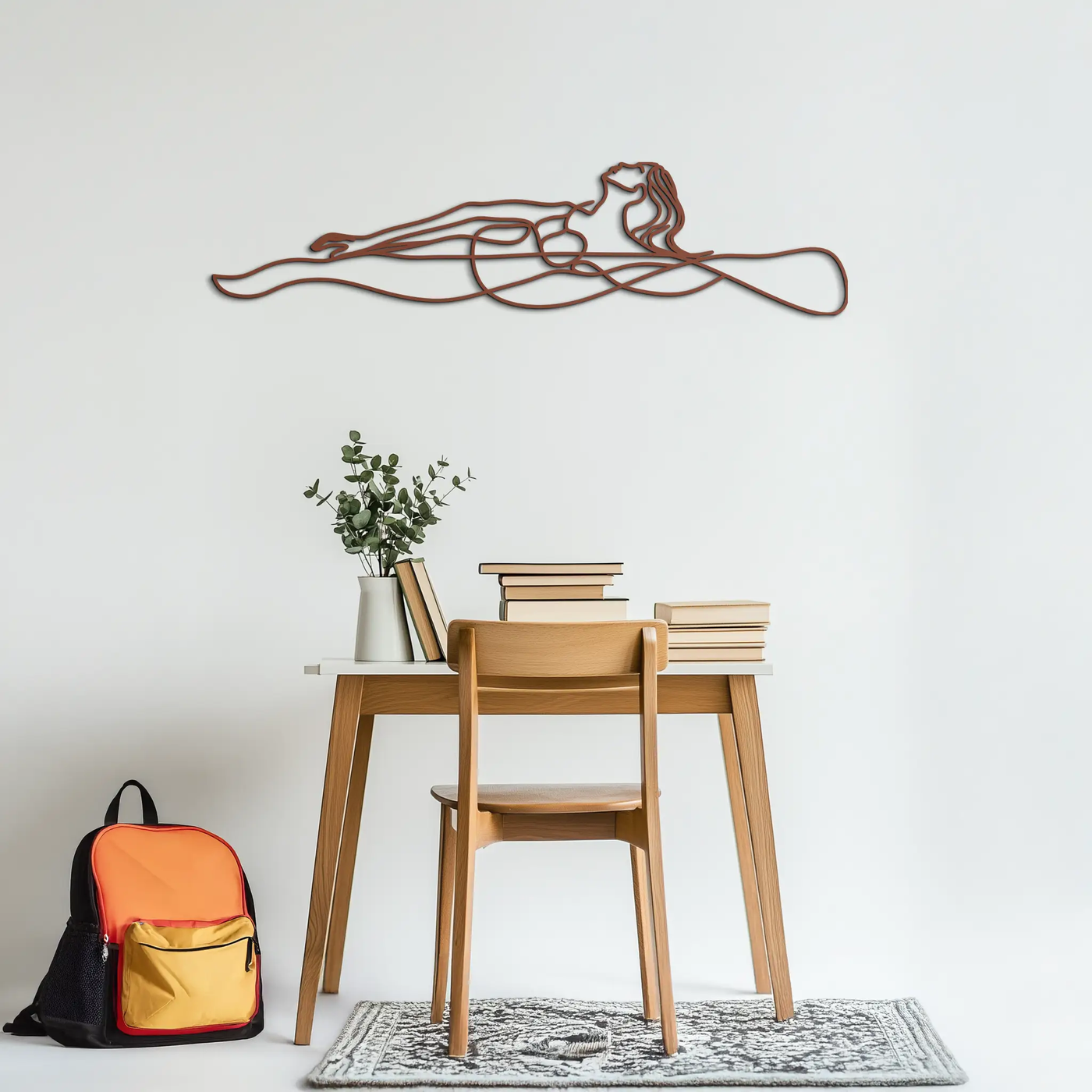 Reclining Woman Metal Wall Art - Minimalist Line Art Decor - KAF079 by Enova Art