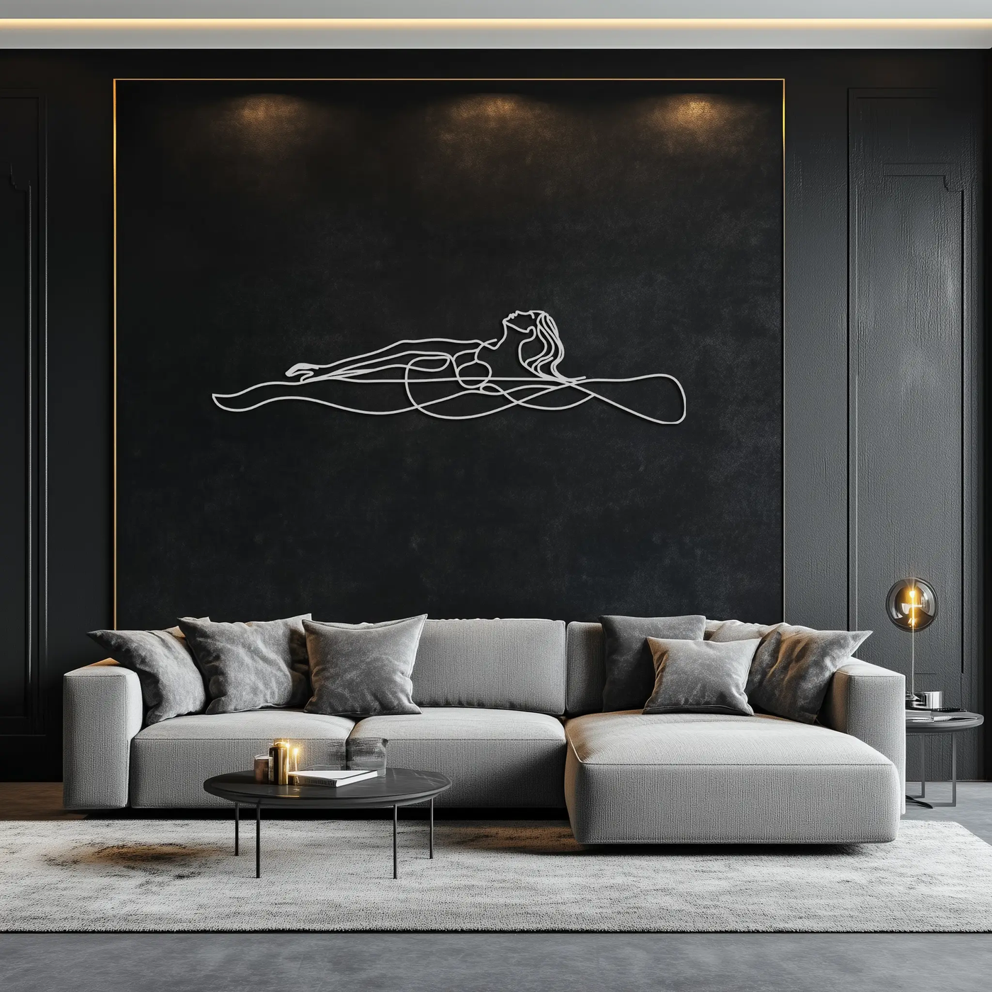 Reclining Woman Metal Wall Art - Minimalist Line Art Decor - KAF079 by Enova Art