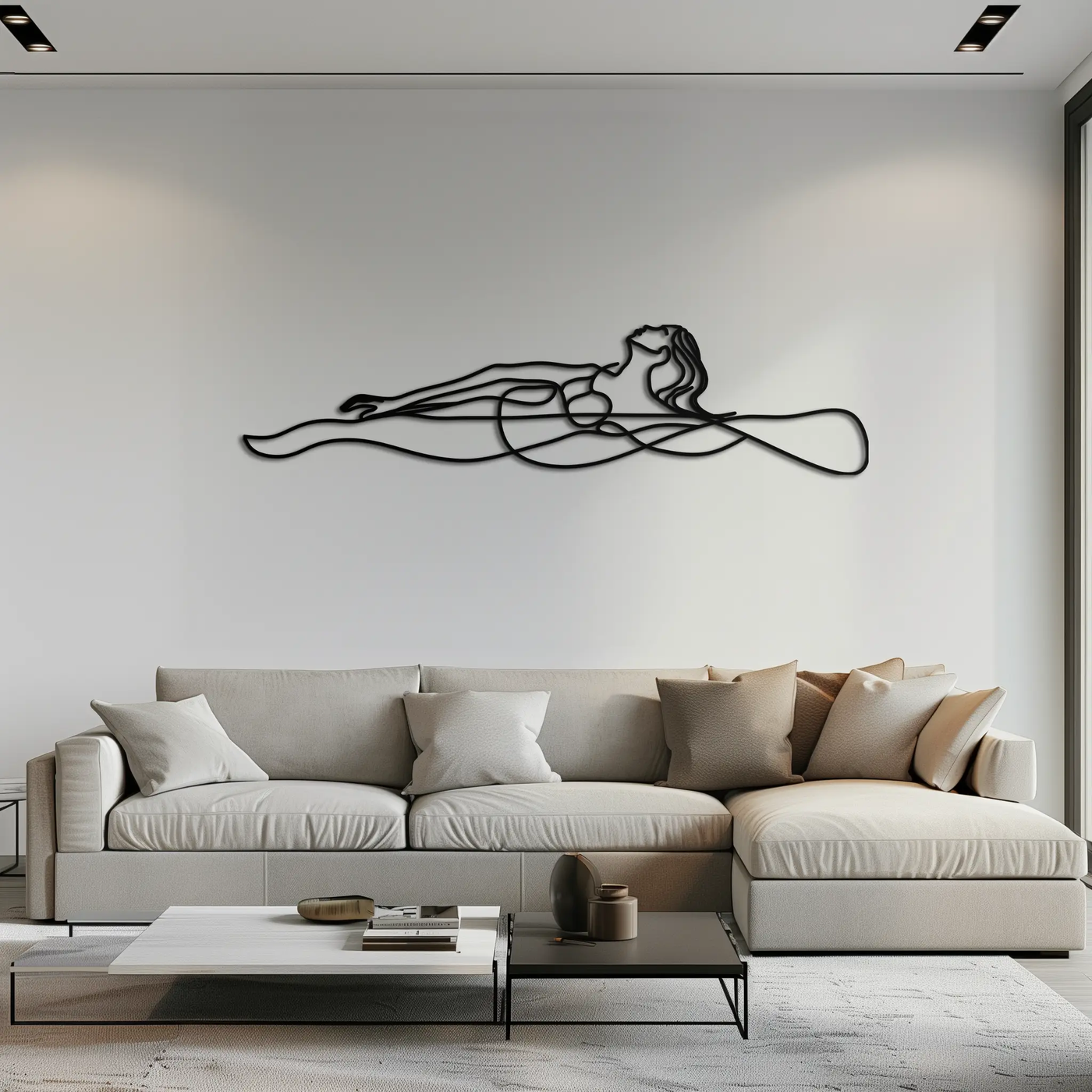 Reclining Woman Metal Wall Art - Minimalist Line Art Decor - KAF079 by Enova Art