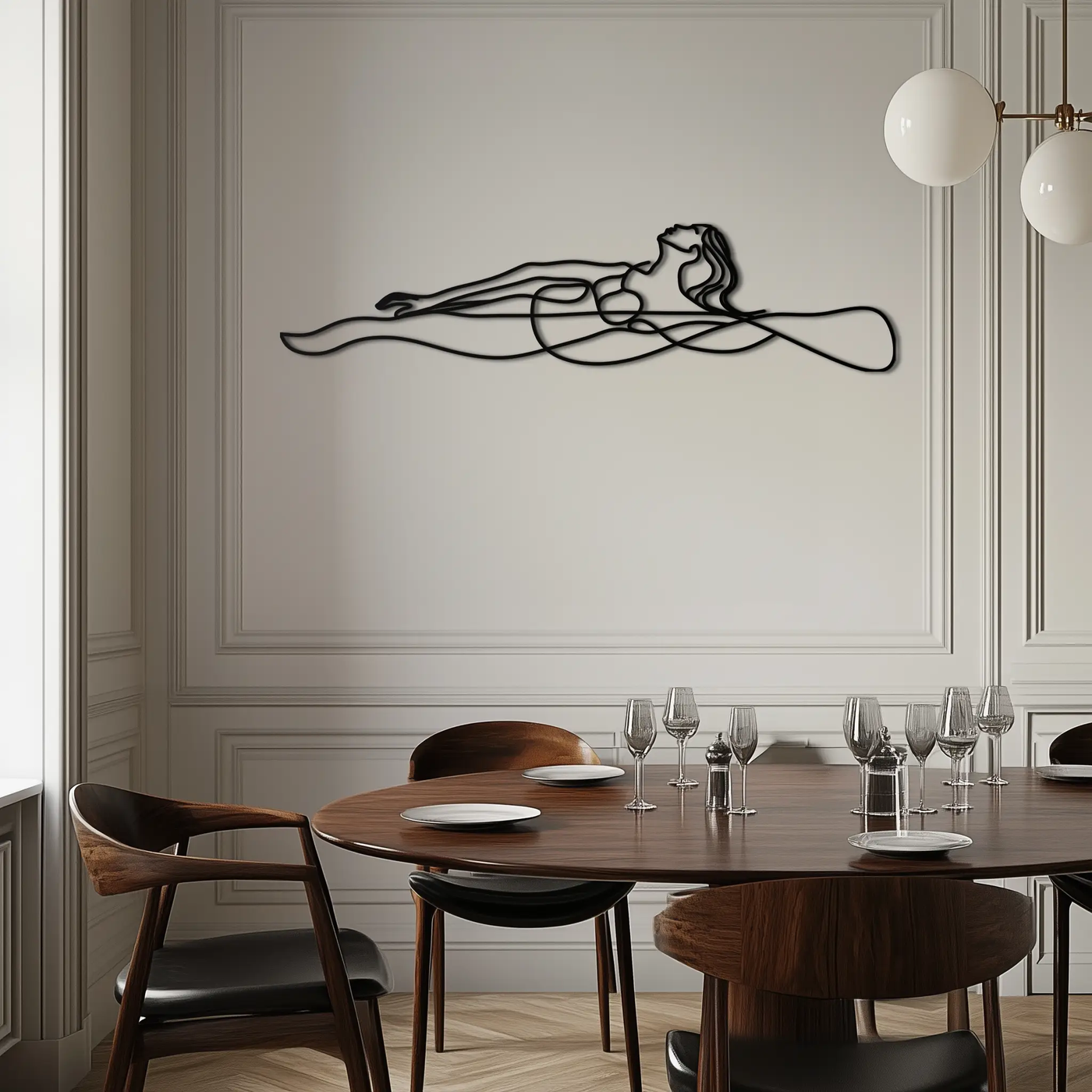 Reclining Woman Metal Wall Art - Minimalist Line Art Decor - KAF079 by Enova Art