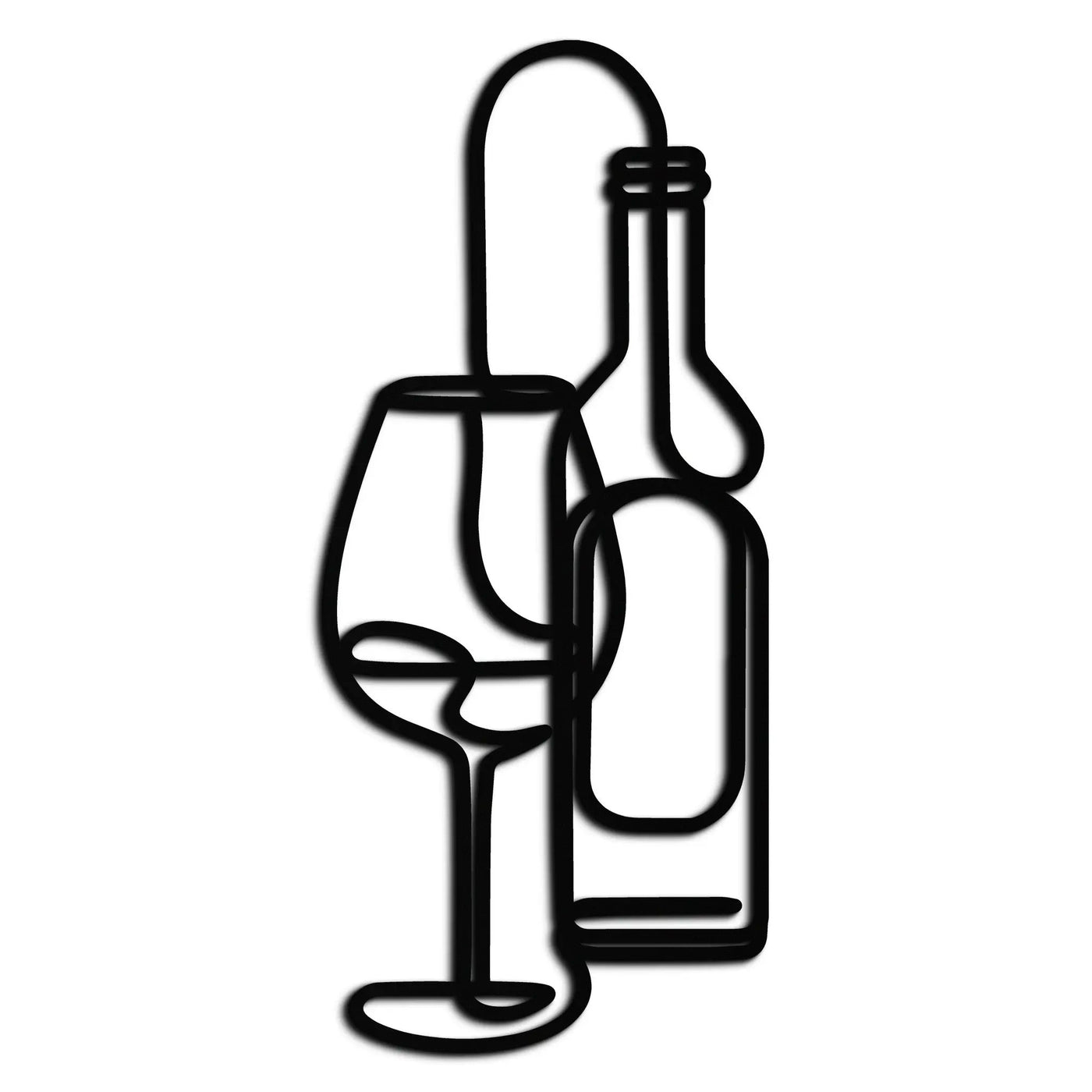 Wine Bottle & Glass Metal Wall Art - Modern Minimalist Bar Decor - KAF081 by Enova Art