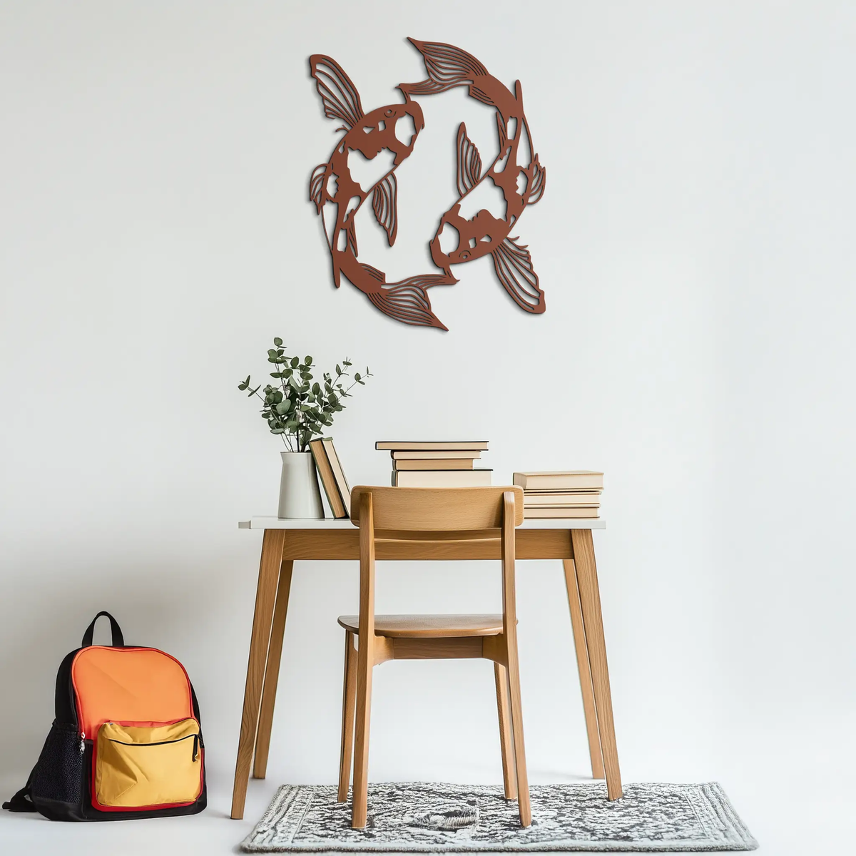 Koi Fish Yin Yang Metal Wall Art - Zen Inspired Steel Wall Decor - KAF083 by Enova Art