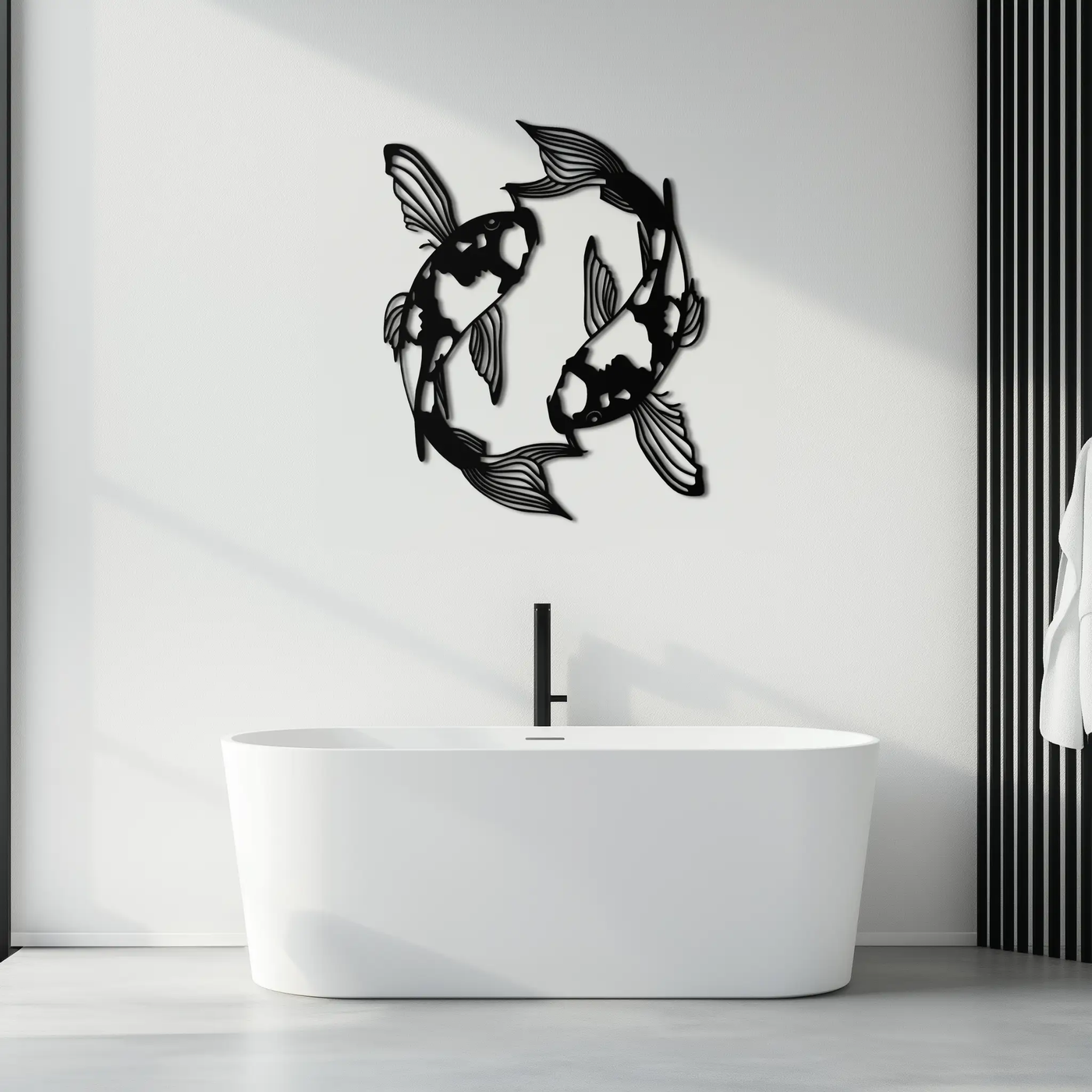 Koi Fish Yin Yang Metal Wall Art - Zen Inspired Steel Wall Decor - KAF083 by Enova Art