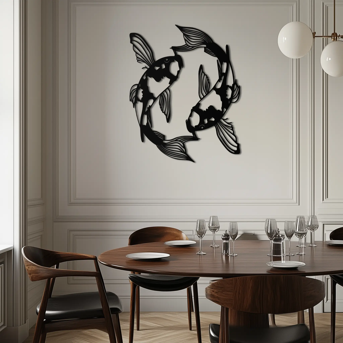 Koi Fish Yin Yang Metal Wall Art - Zen Inspired Steel Wall Decor - KAF083 by Enova Art