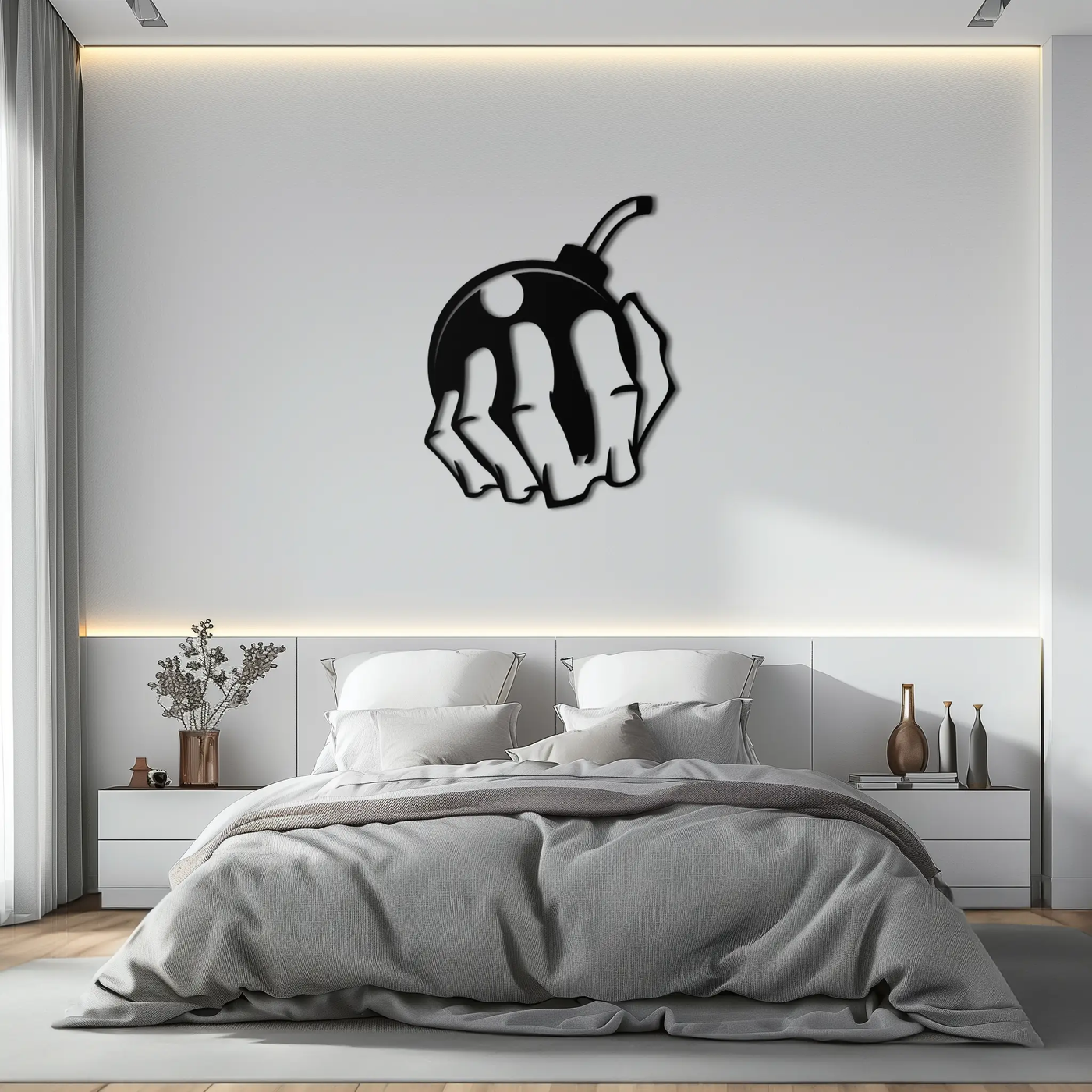 Bomb Hand Metal Wall Art - Edgy Modern Steel Decor - KAF085 by Enova Art