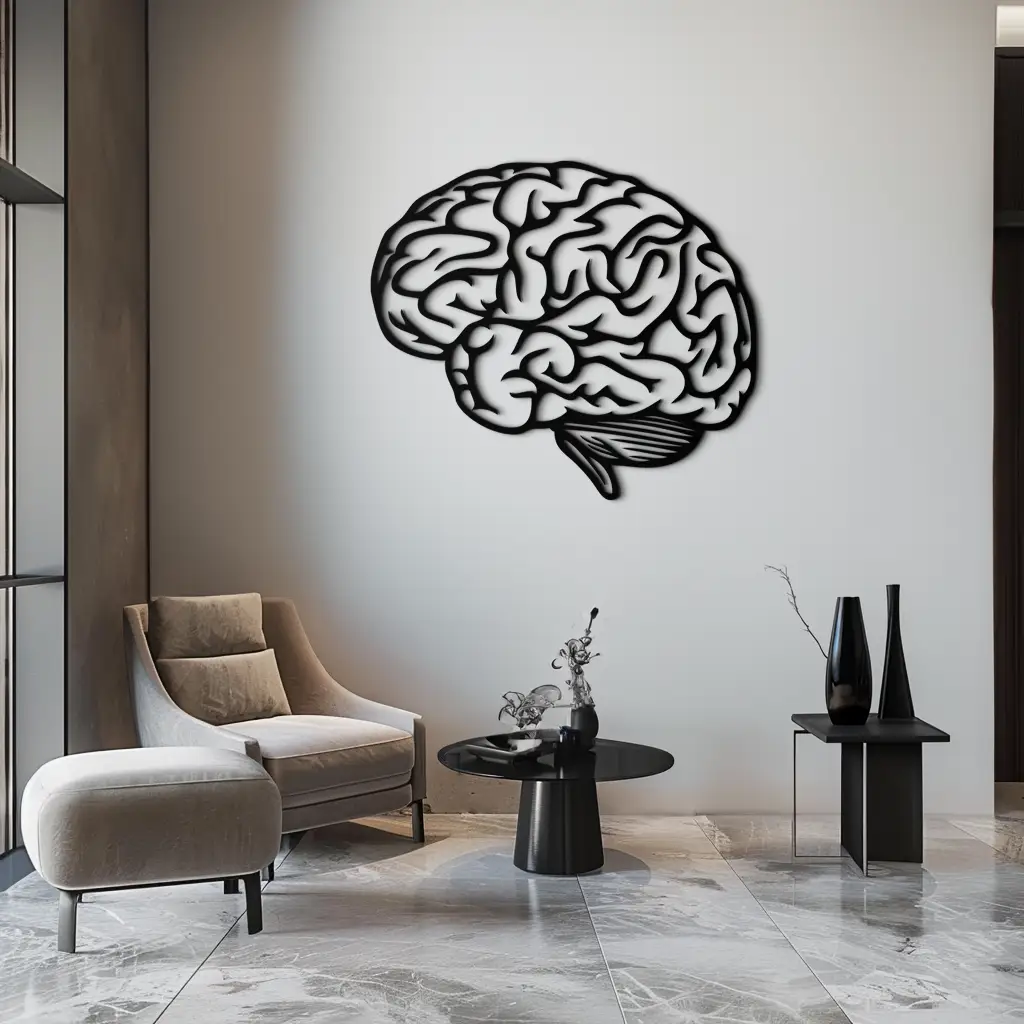 Brain Metal Wall Art - Modern Abstract Steel Wall Decor - KAF086 by Enova Art