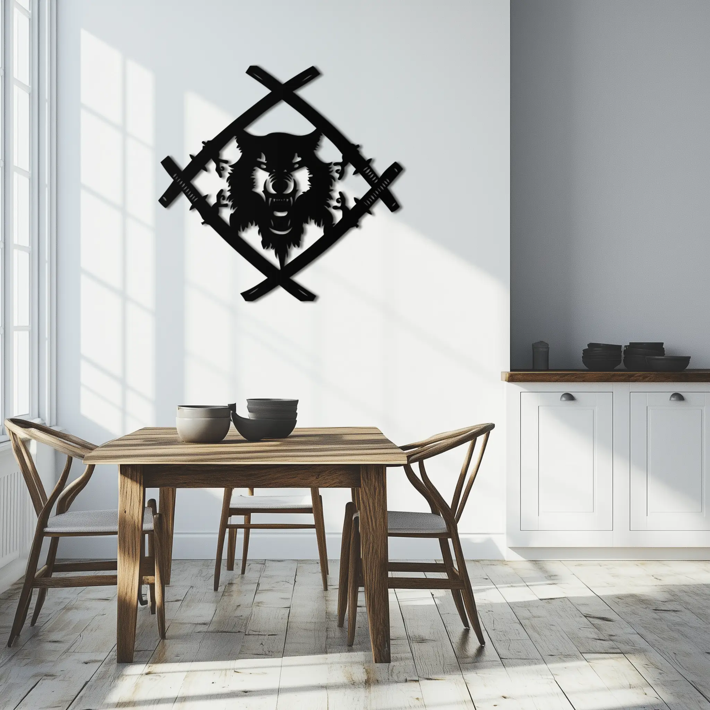 Samurai Wolf Metal Wall Art - Unique Warrior-Inspired Steel Decor - KAF087 by Enova Art
