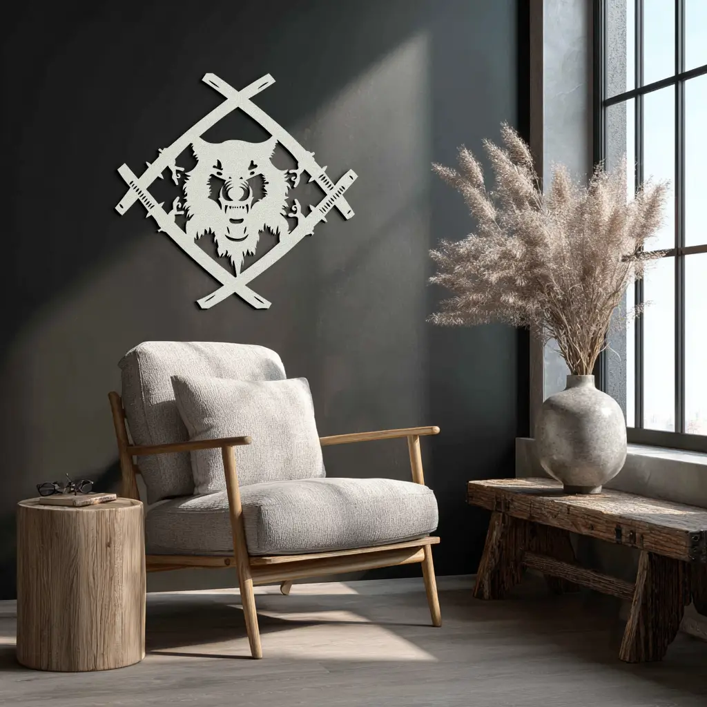 Samurai Wolf Metal Wall Art - Unique Warrior-Inspired Steel Decor - KAF087 by Enova Art