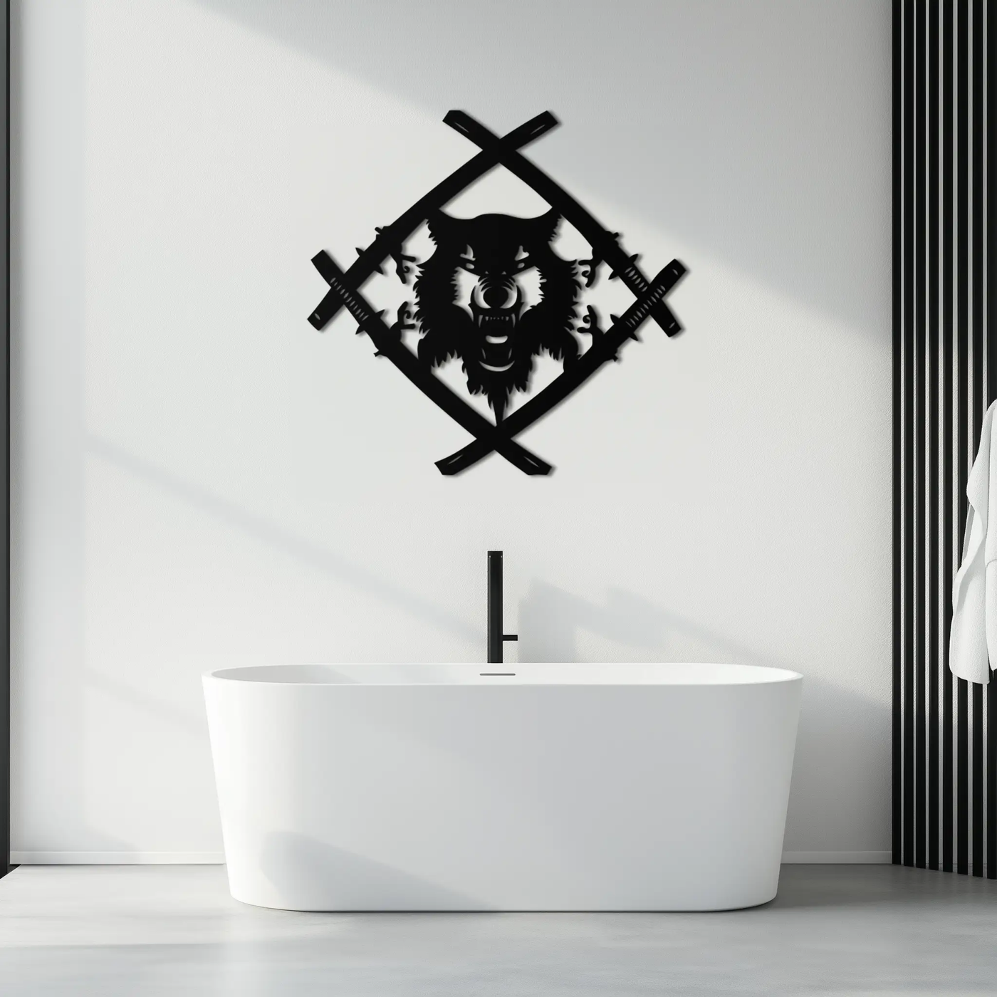 Samurai Wolf Metal Wall Art - Unique Warrior-Inspired Steel Decor - KAF087 by Enova Art