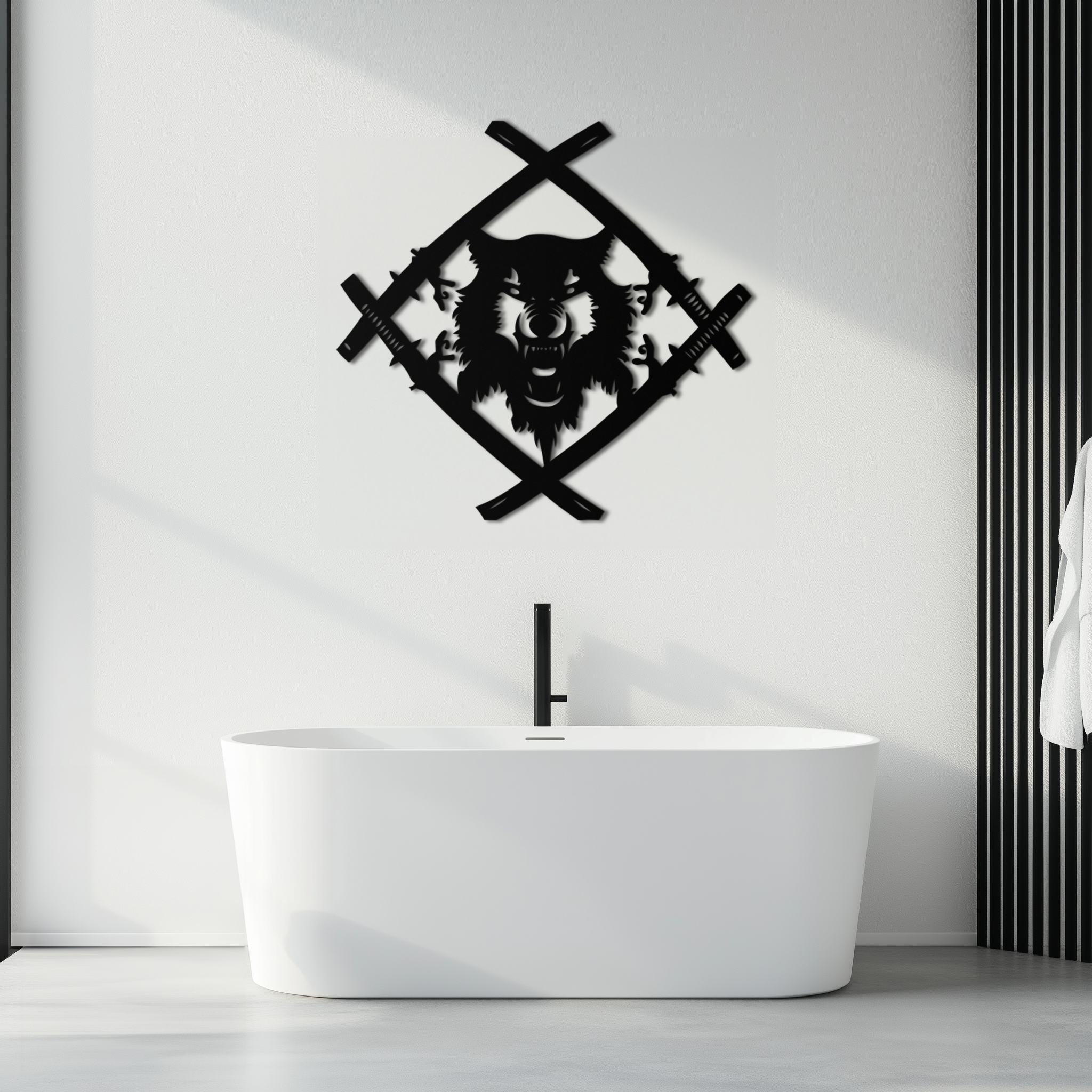 Samurai Wolf Metal Wall Art - Unique Warrior-Inspired Steel Decor - KAF087 by Enova Art