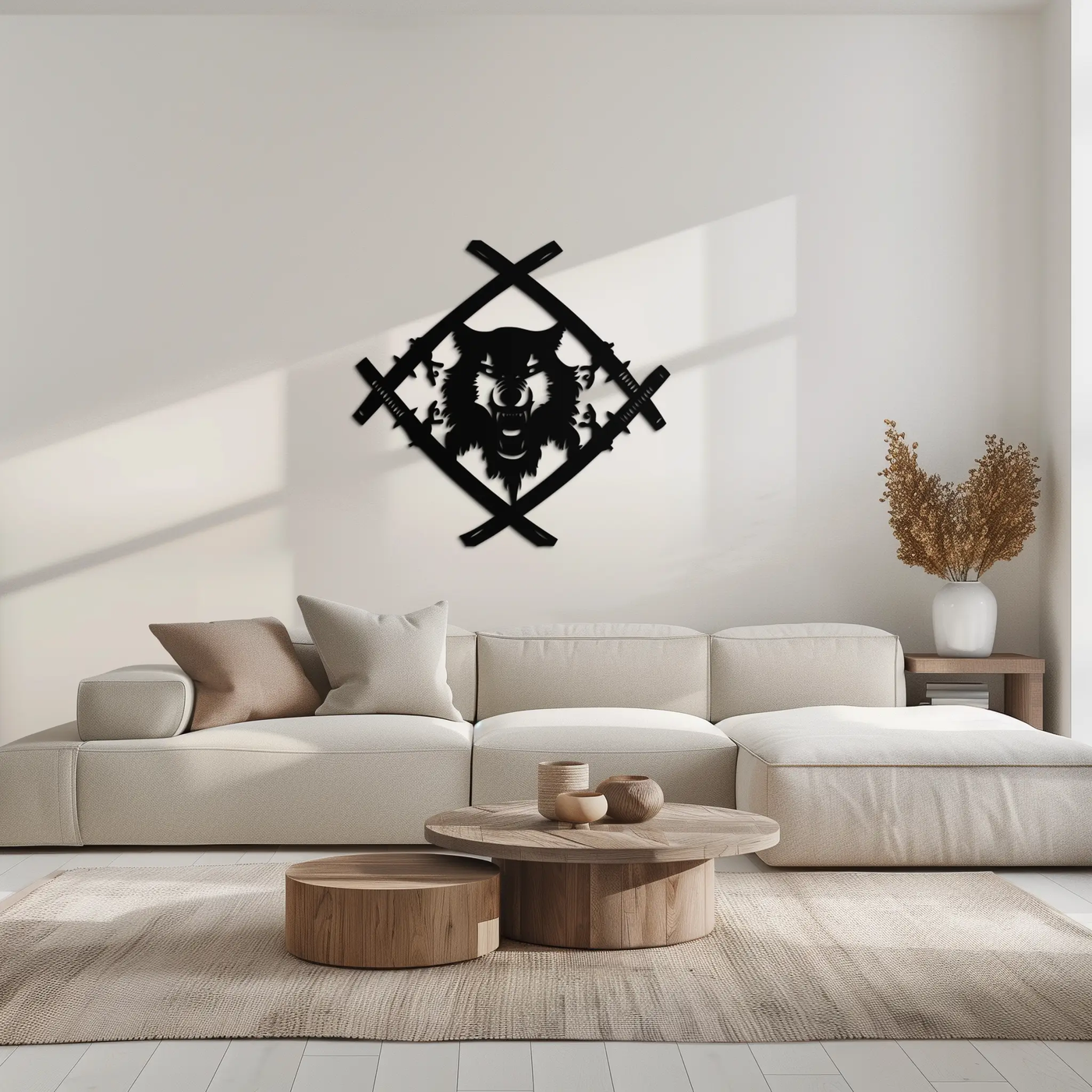 Samurai Wolf Metal Wall Art - Unique Warrior-Inspired Steel Decor - KAF087 by Enova Art