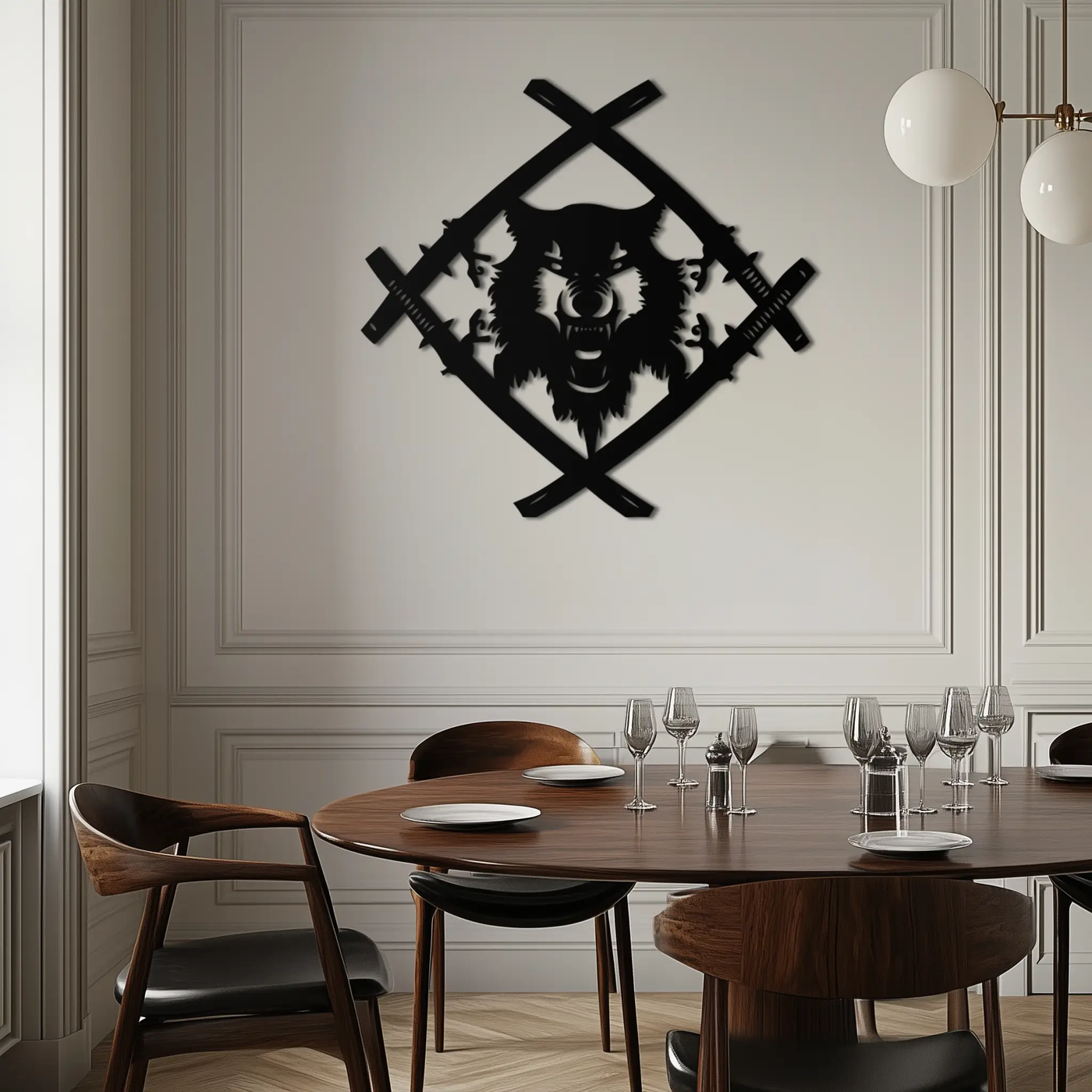 Samurai Wolf Metal Wall Art - Unique Warrior-Inspired Steel Decor - KAF087 by Enova Art