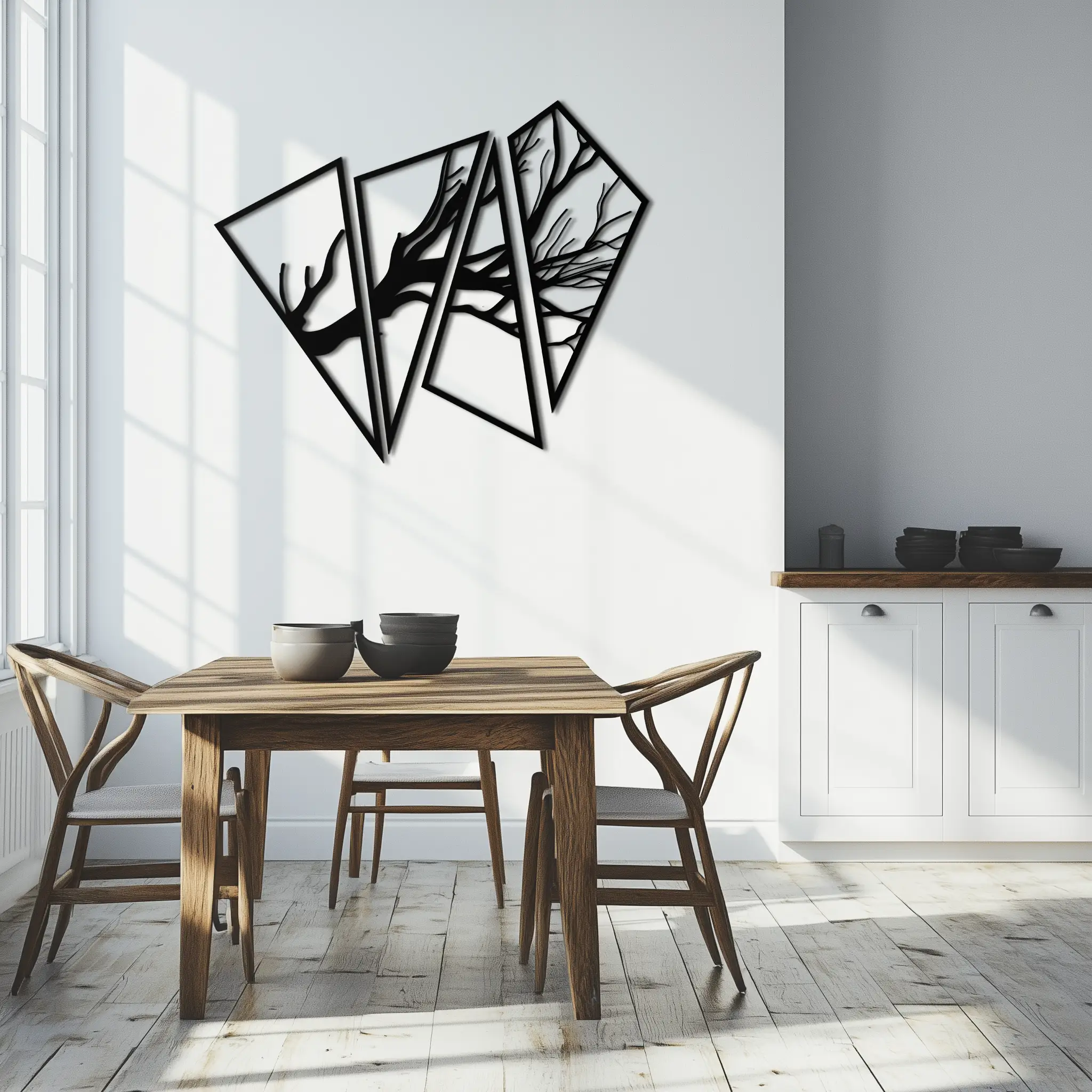 Abstract Tree Branch Metal Wall Art - Modern Geometric Steel Decor - KAF088 by Enova Art