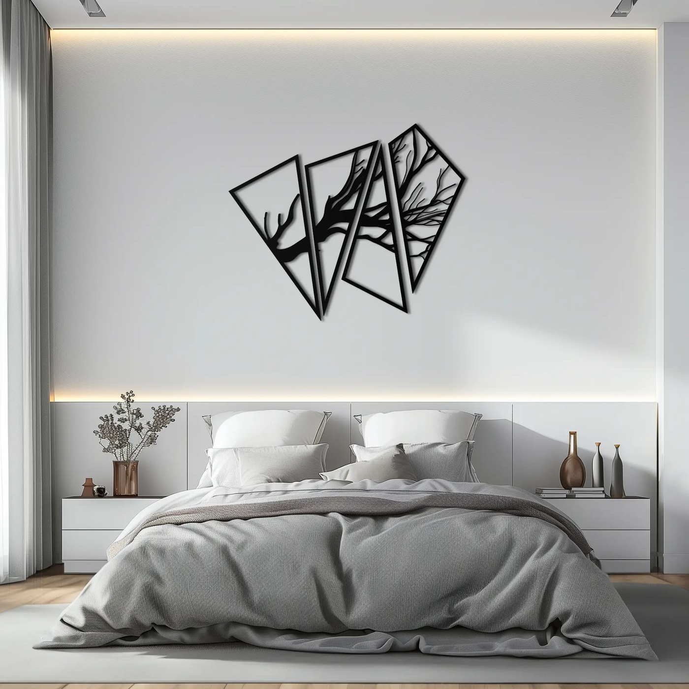 Abstract Tree Branch Metal Wall Art - Modern Geometric Steel Decor - KAF088 by Enova Art