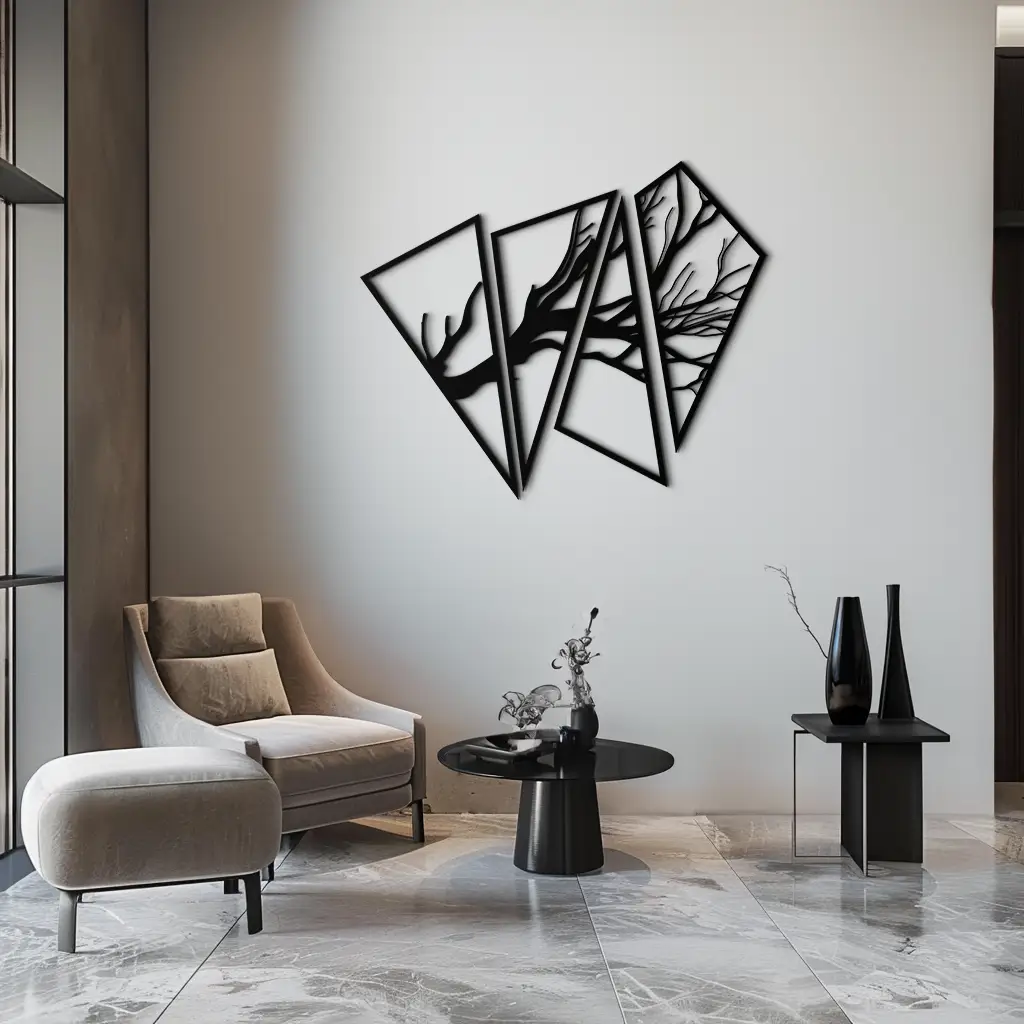 Abstract Tree Branch Metal Wall Art - Modern Geometric Steel Decor - KAF088 by Enova Art