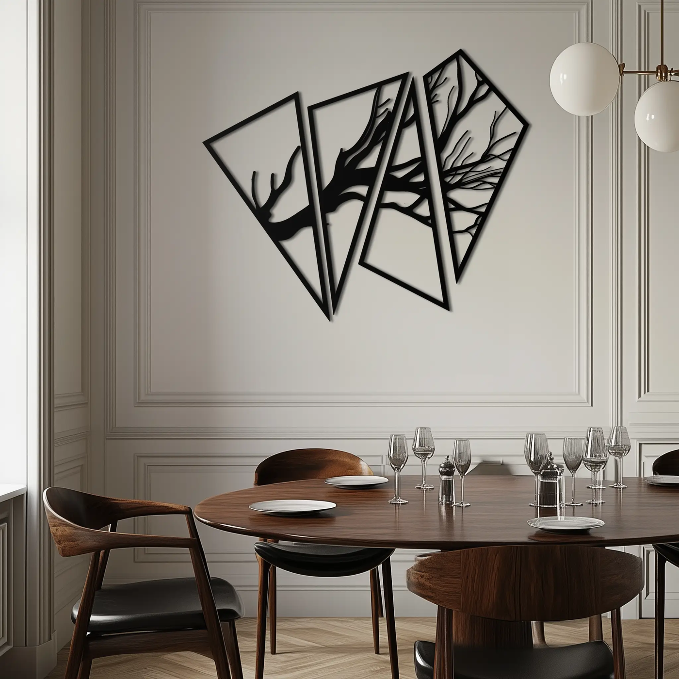 Abstract Tree Branch Metal Wall Art - Modern Geometric Steel Decor - KAF088 by Enova Art