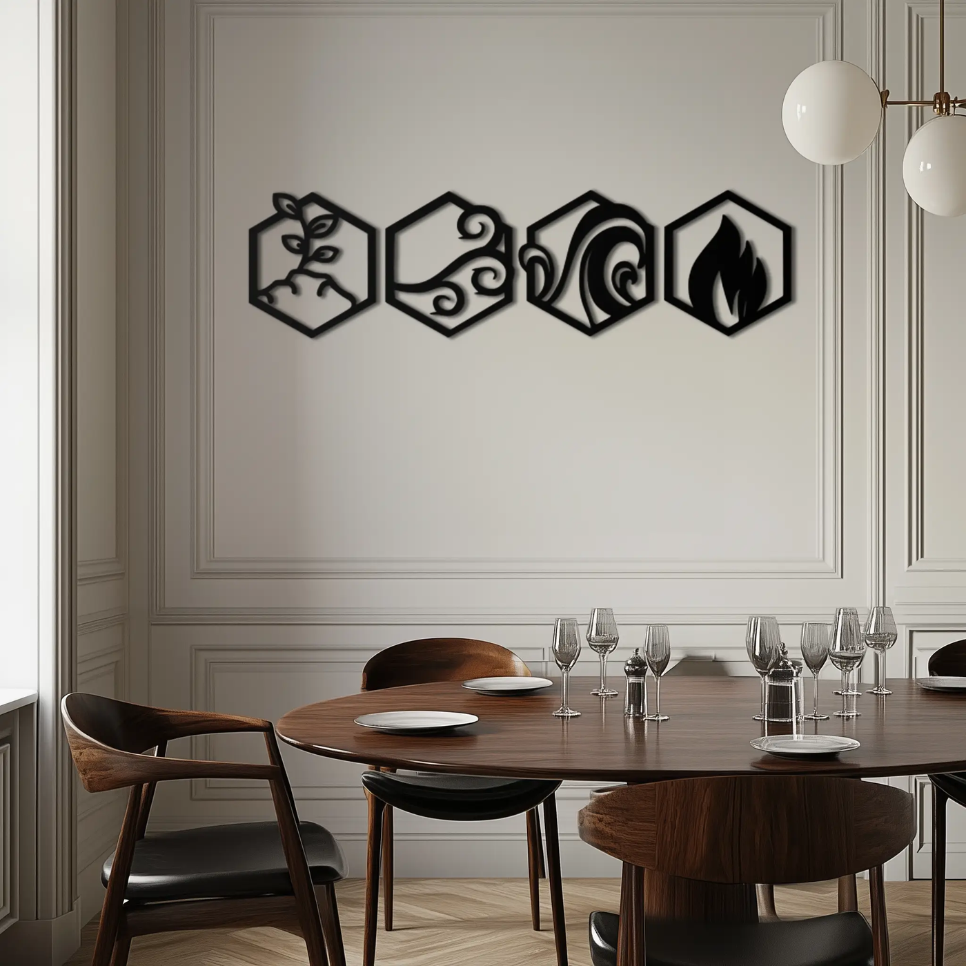 Four Elements Metal Wall Art - Modern Elemental Symbol Decor - KAF090 by Enova Art