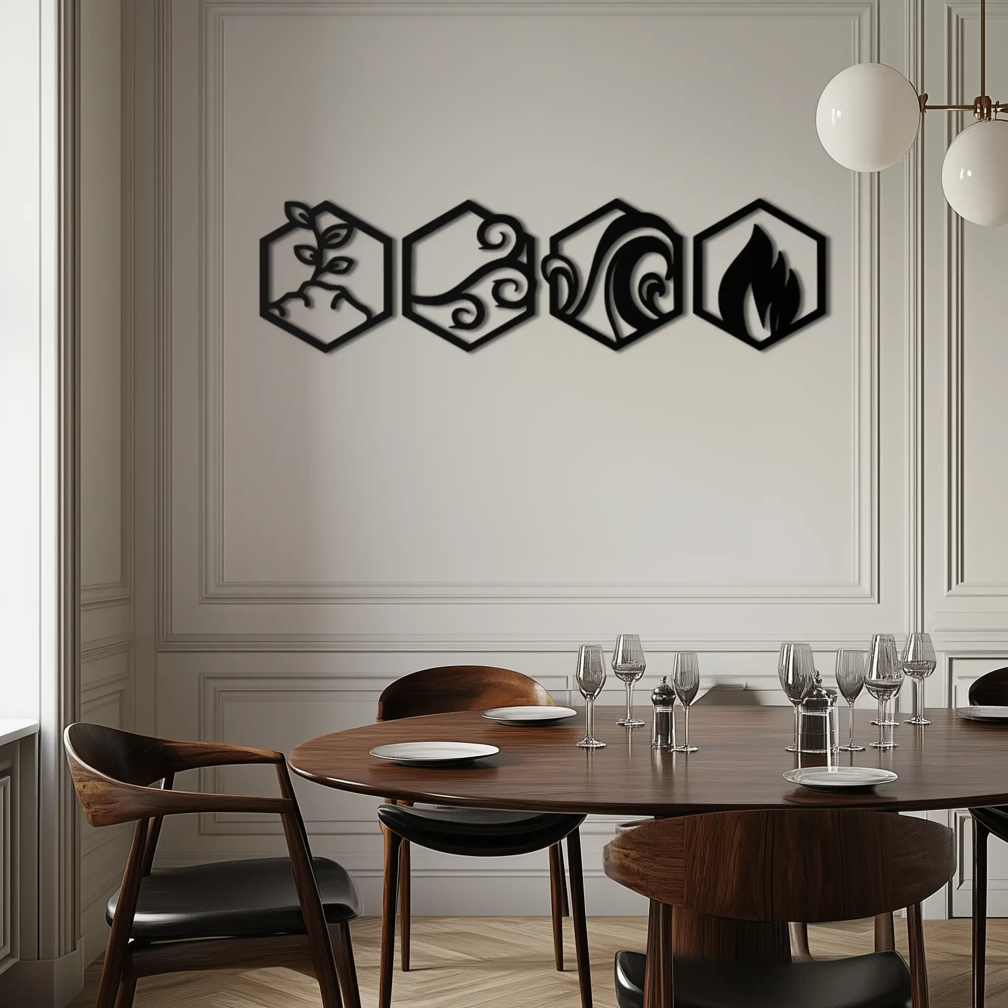 Four Elements Metal Wall Art - Modern Elemental Symbol Decor - KAF090 by Enova Art