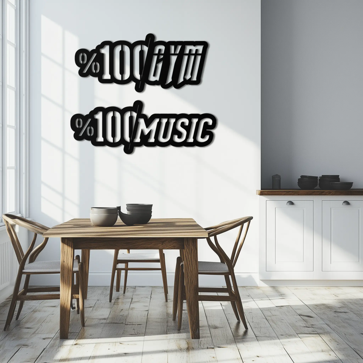 %100 Gym & Music Metal Wall Art - Fitness & Music Enthusiast Decor - KAF091 by Enova Art